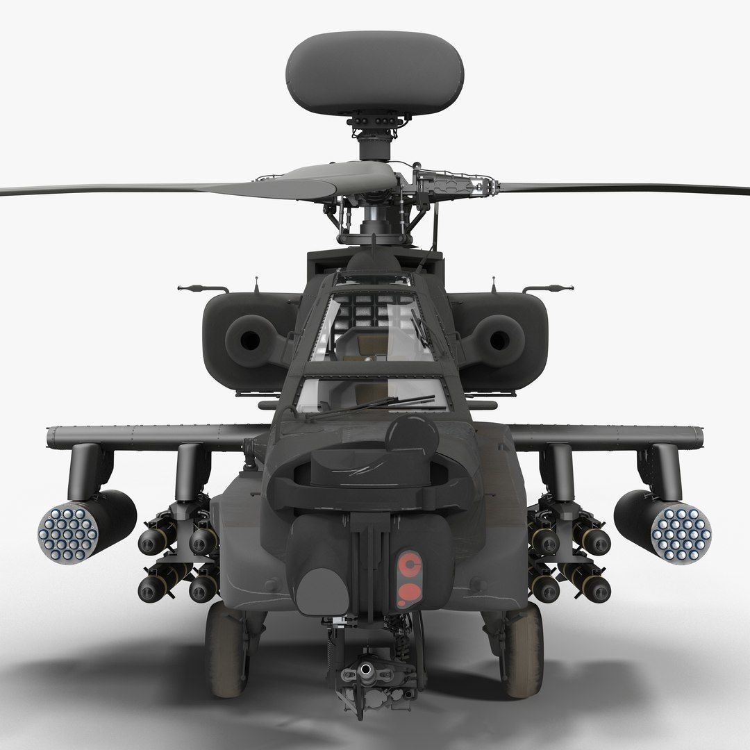 AH64E Apache Longbow Helicopter Gray Rigged Low-poly 3D model_35