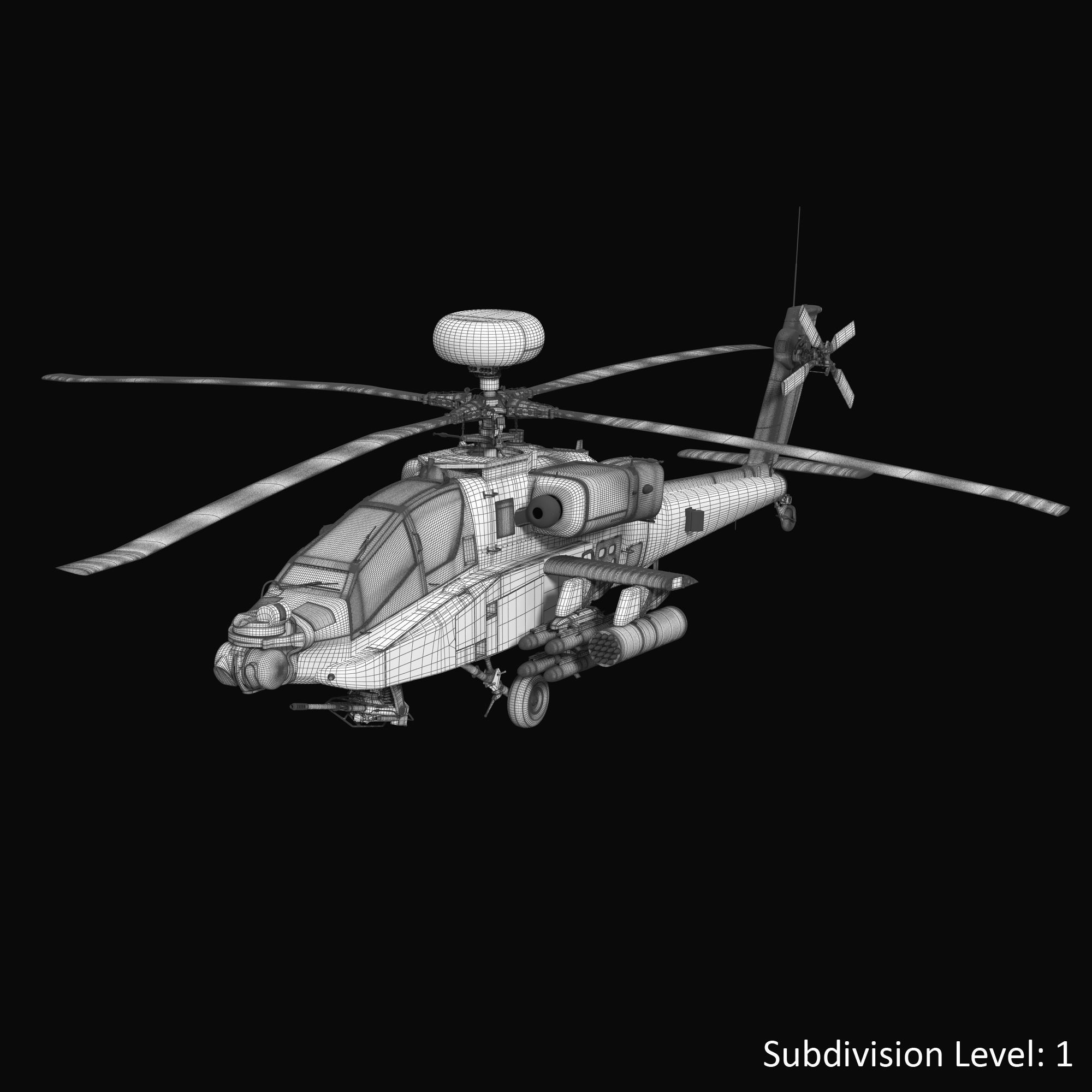 AH64E Apache Longbow Helicopter Gray Rigged Low-poly 3D model_21