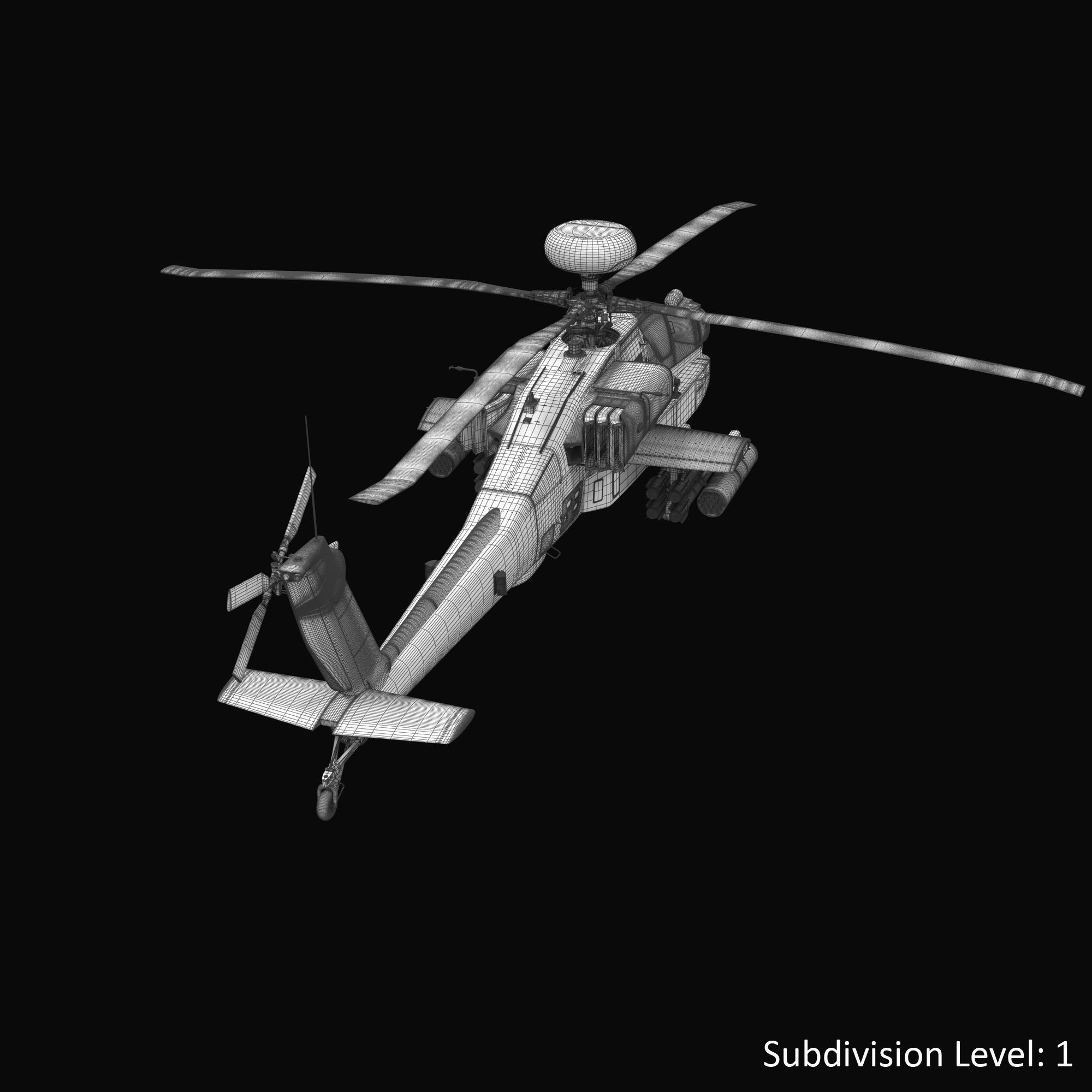 AH64E Apache Longbow Helicopter Gray Rigged Low-poly 3D model_29
