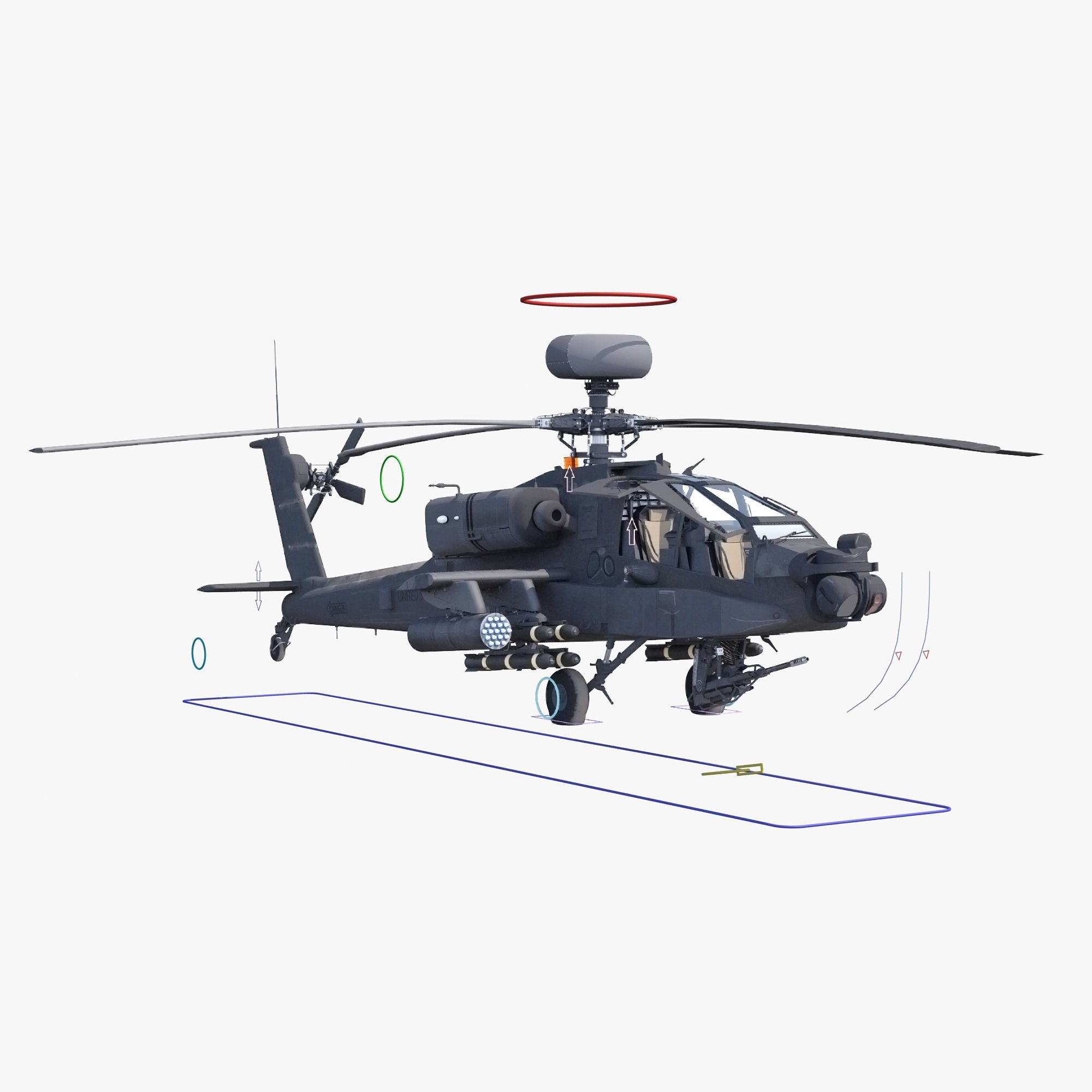 AH64E Apache Longbow Helicopter Gray Rigged Low-poly 3D model_4
