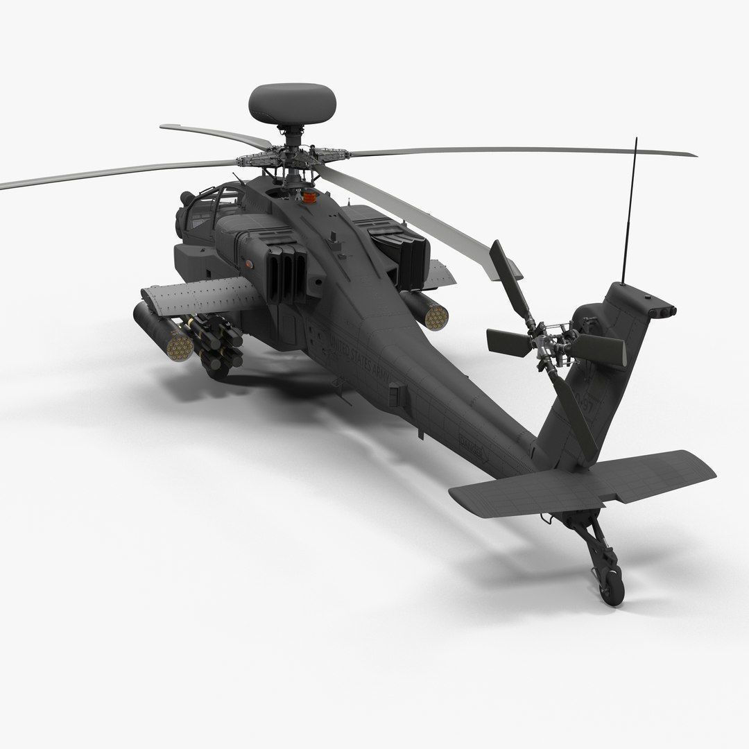 AH64E Apache Longbow Helicopter Gray Rigged Low-poly 3D model_22