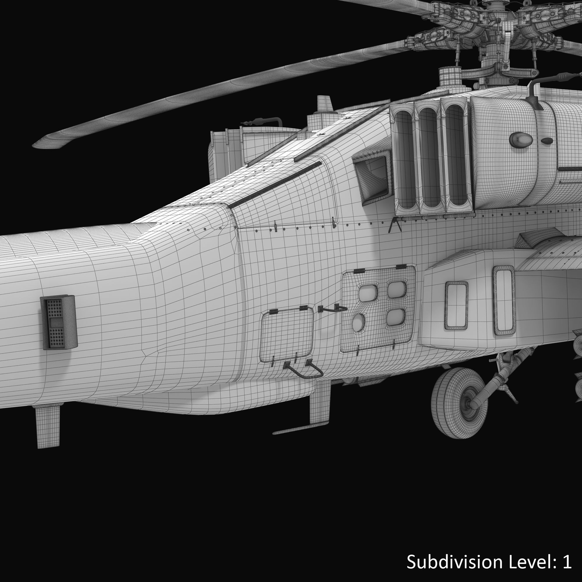 AH64E Apache Longbow Helicopter Gray Rigged Low-poly 3D model_80
