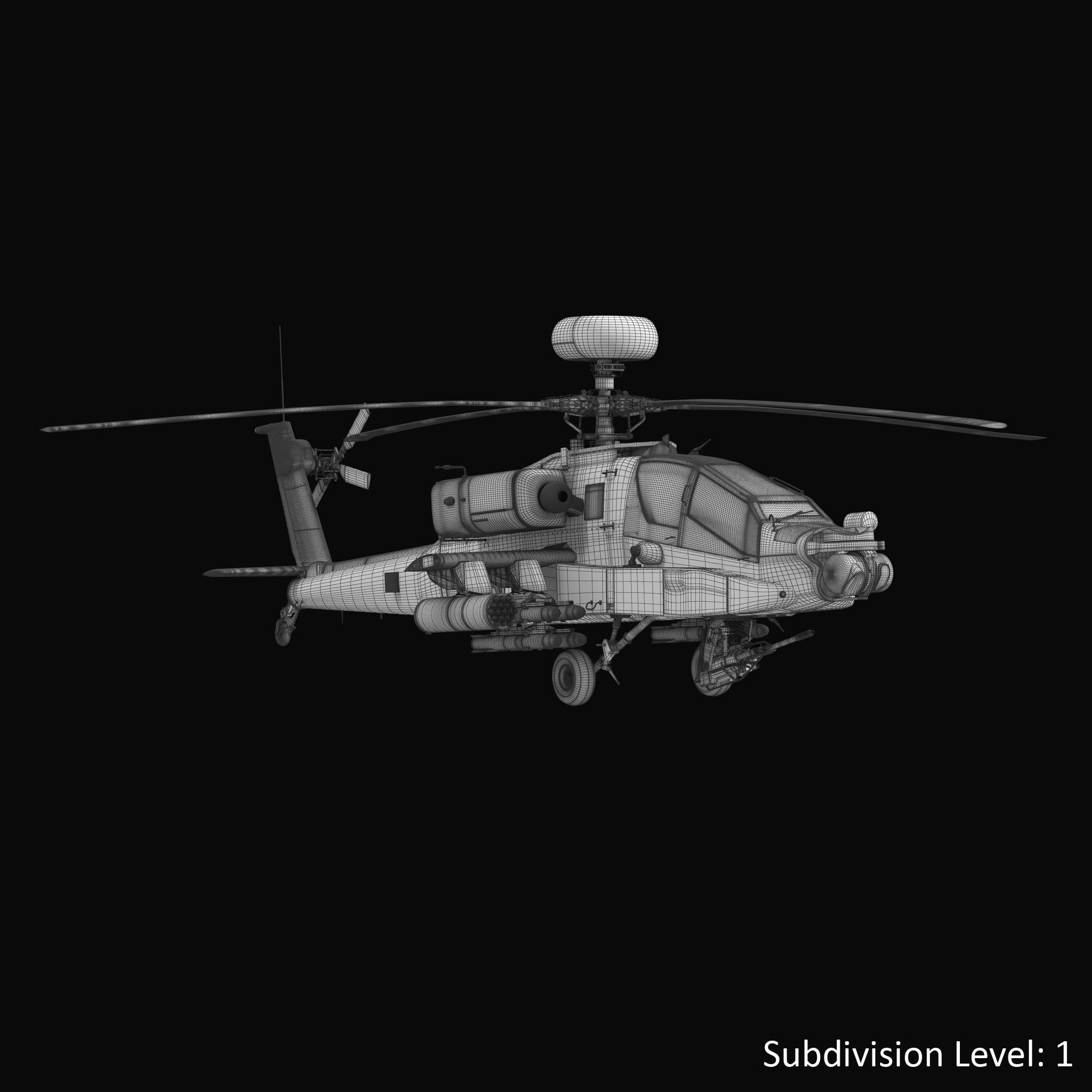 AH64E Apache Longbow Helicopter Gray Rigged Low-poly 3D model_16