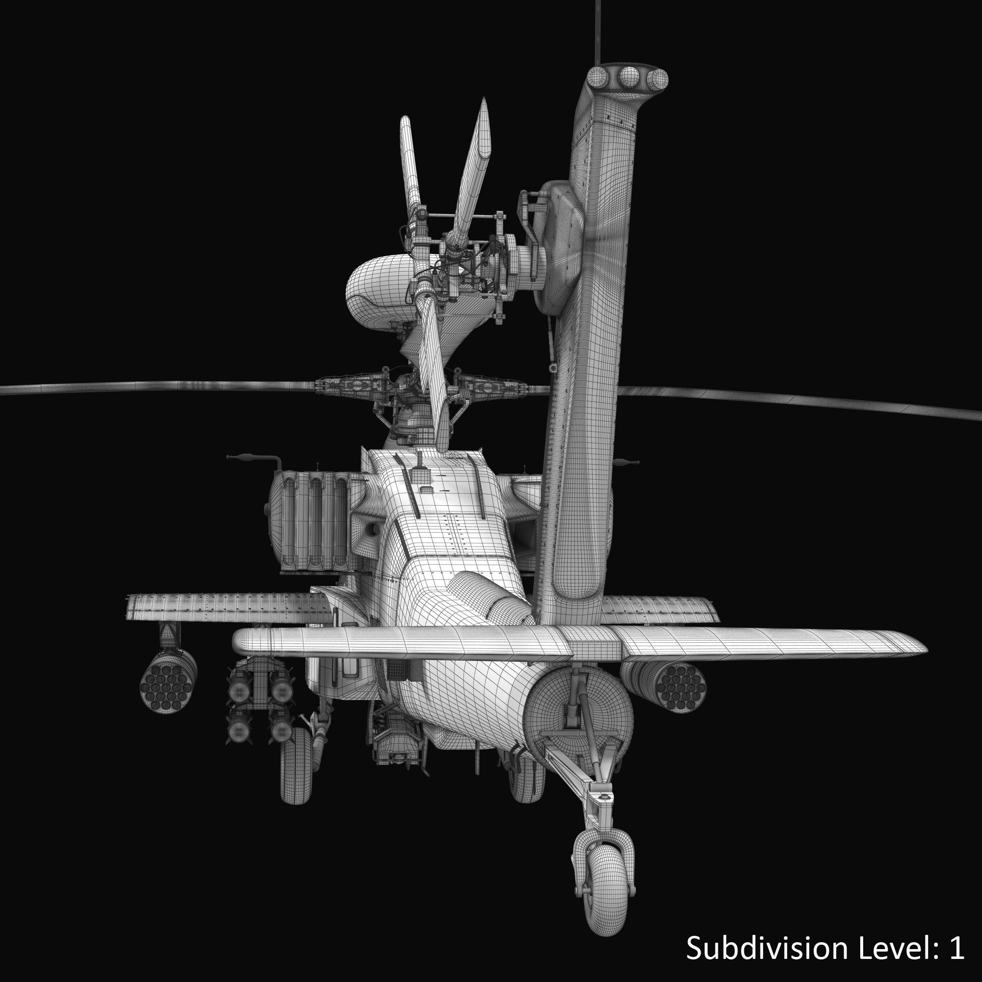 AH64E Apache Longbow Helicopter Gray Rigged Low-poly 3D model_33