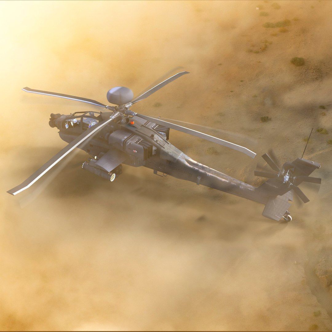 AH64E Apache Longbow Helicopter Gray Rigged Low-poly 3D model_3