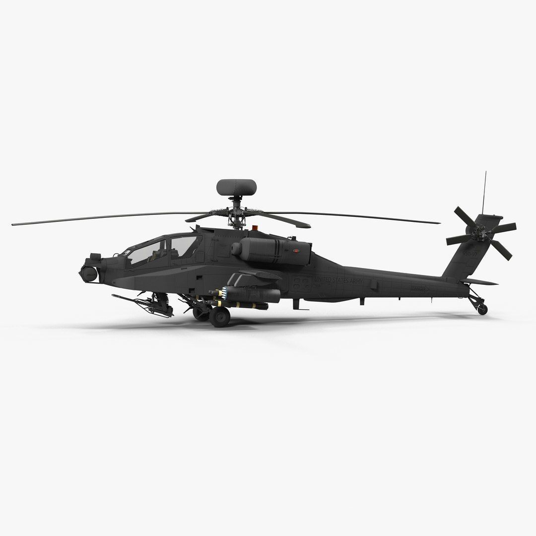 AH64E Apache Longbow Helicopter Gray Rigged Low-poly 3D model_8
