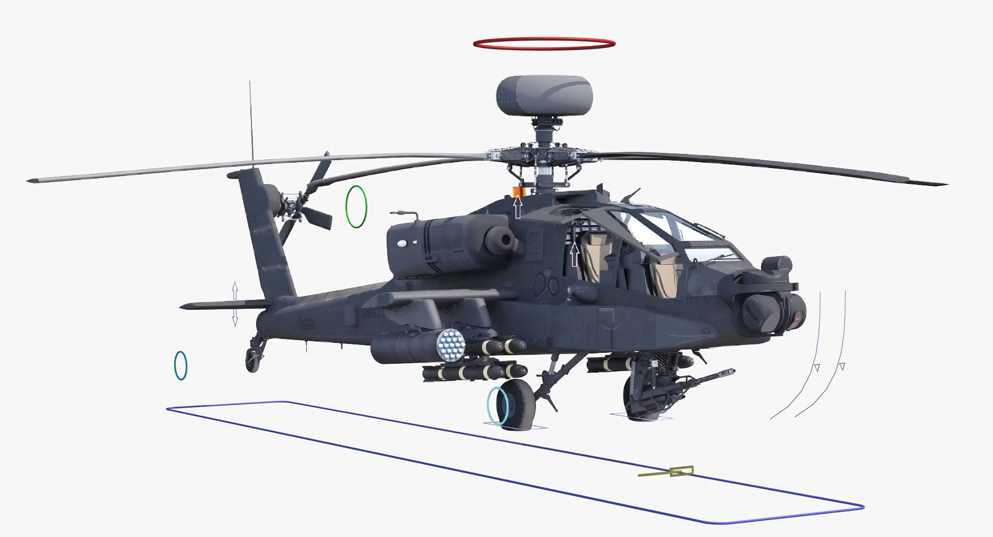 AH64E Apache Longbow Helicopter Gray Rigged Low-poly 3D model_17