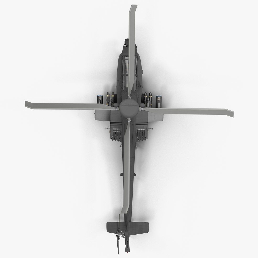 AH64E Apache Longbow Helicopter Gray Rigged Low-poly 3D model_38