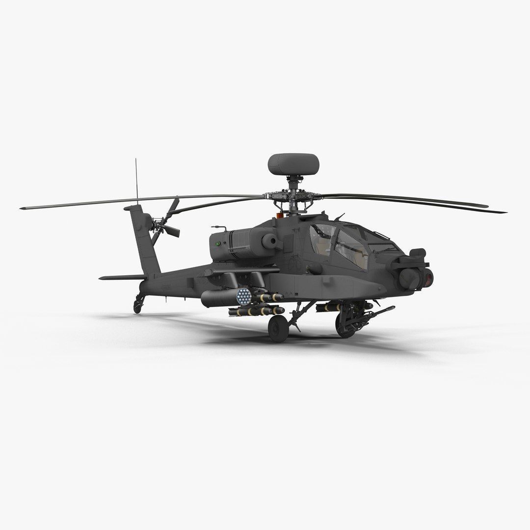 AH64E Apache Longbow Helicopter Gray Rigged Low-poly 3D model_13