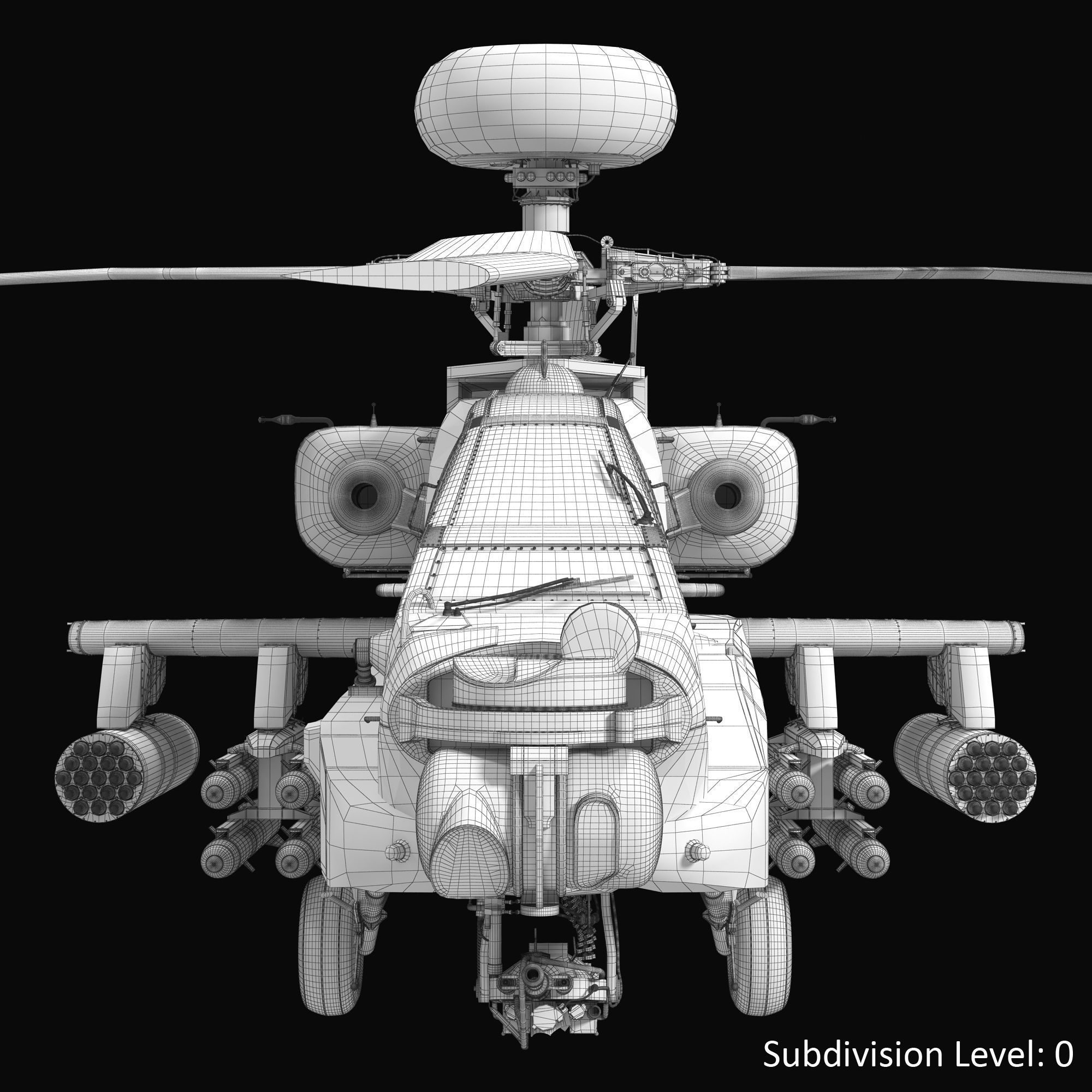 AH64E Apache Longbow Helicopter Gray Rigged Low-poly 3D model_36