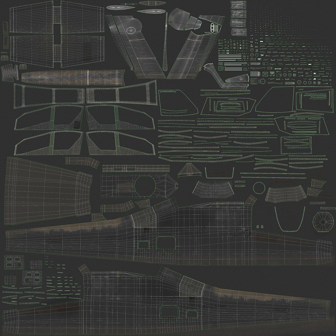 AH64E Apache Longbow Helicopter Gray Rigged Low-poly 3D model_92