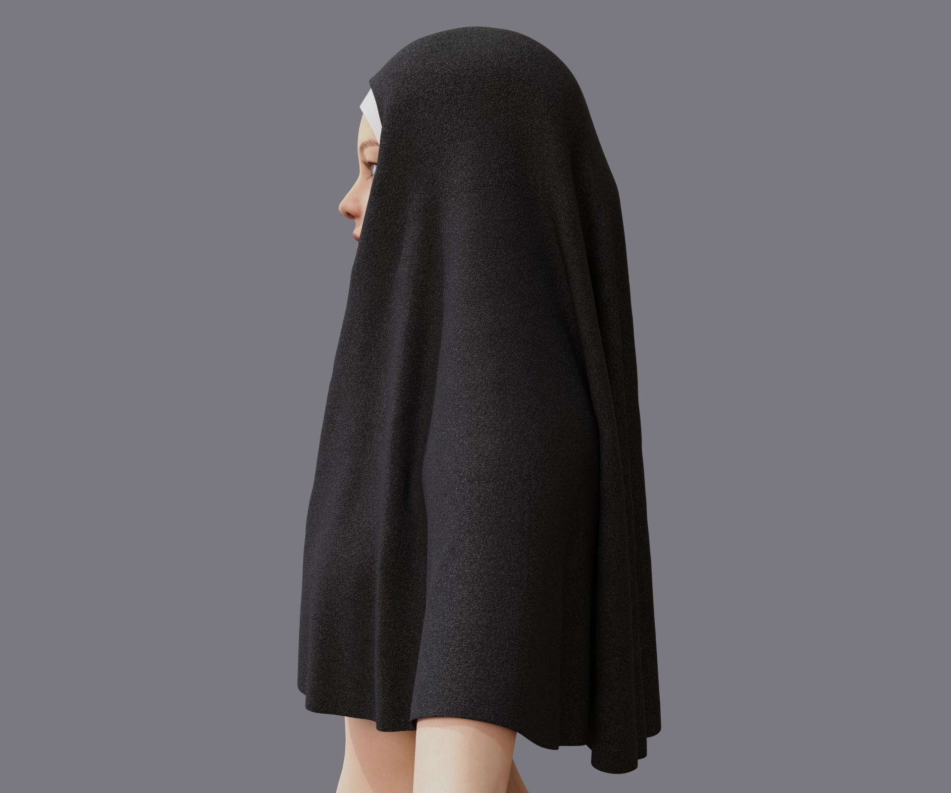Nuns veil wimple 3D model_14