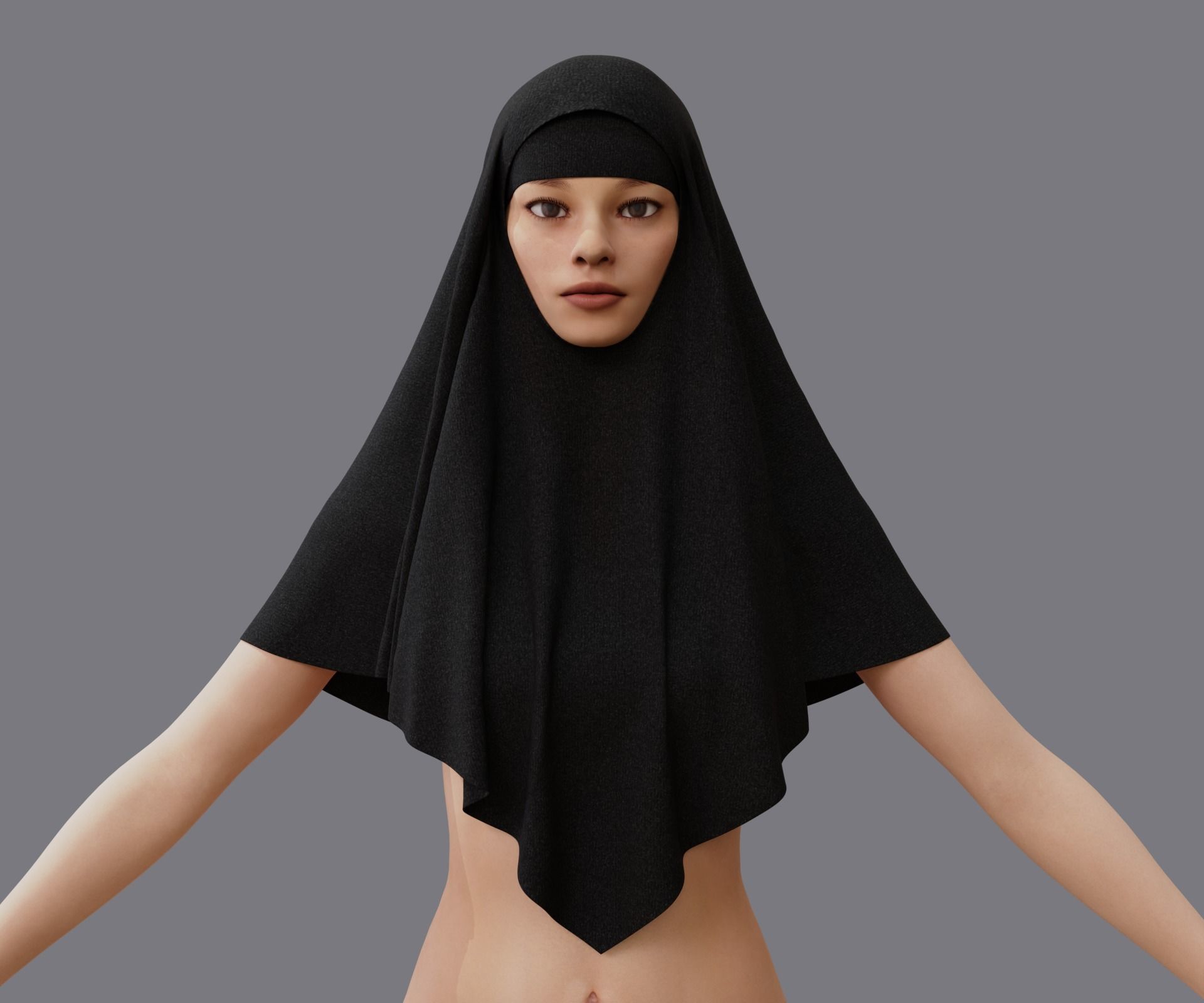 Nuns veil wimple 3D model_2