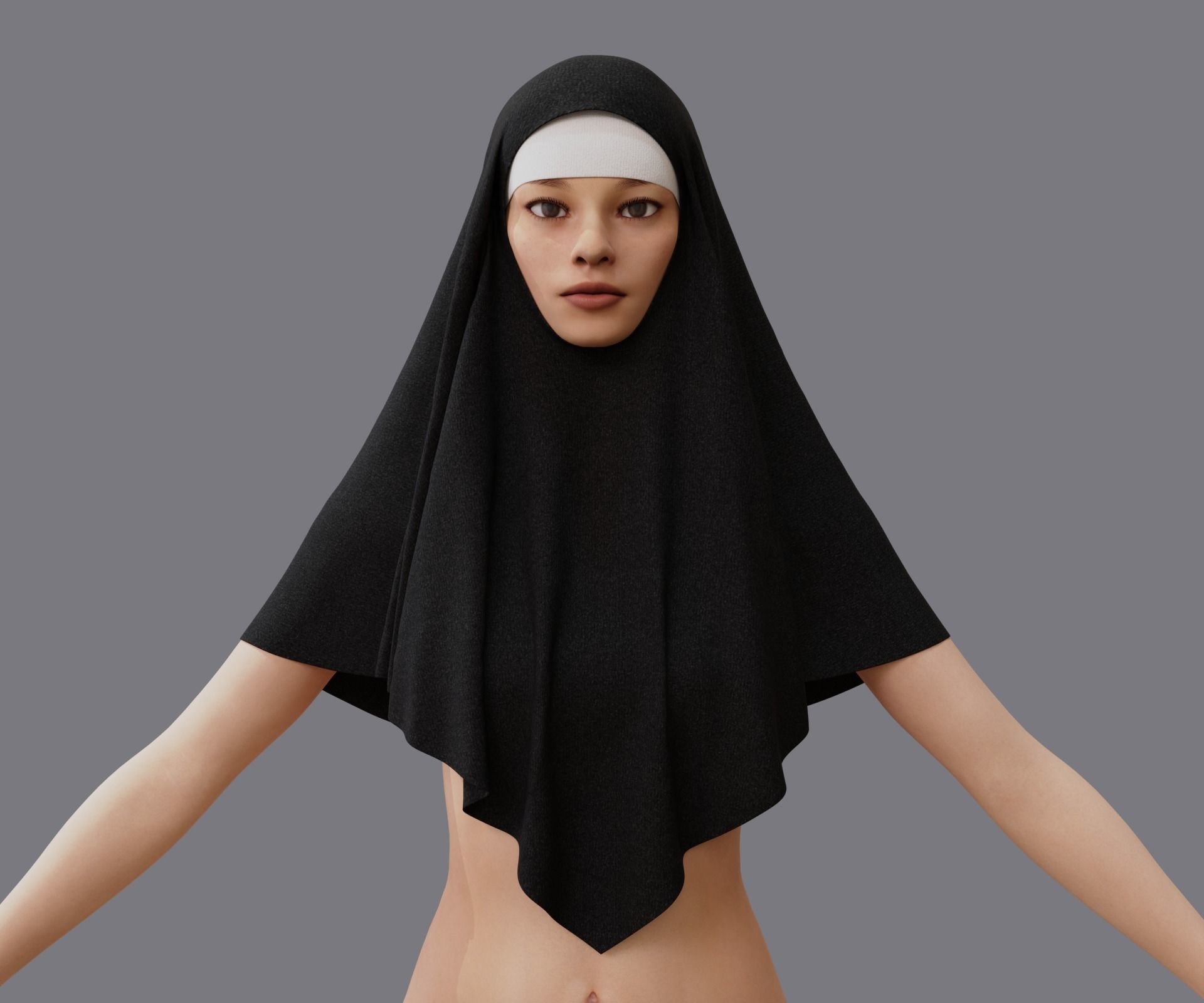 Nuns veil wimple 3D model_1