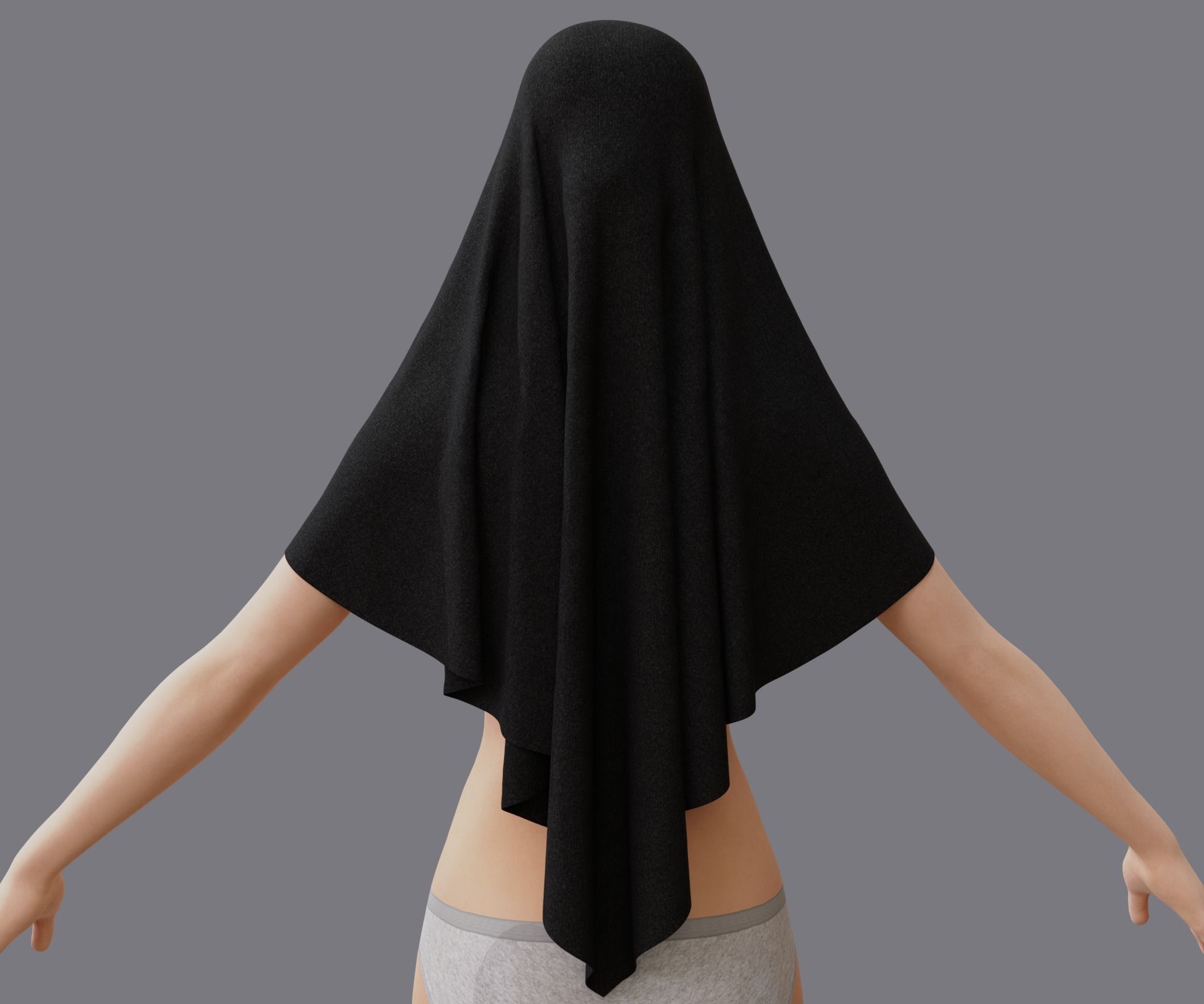 Nuns veil wimple 3D model_6