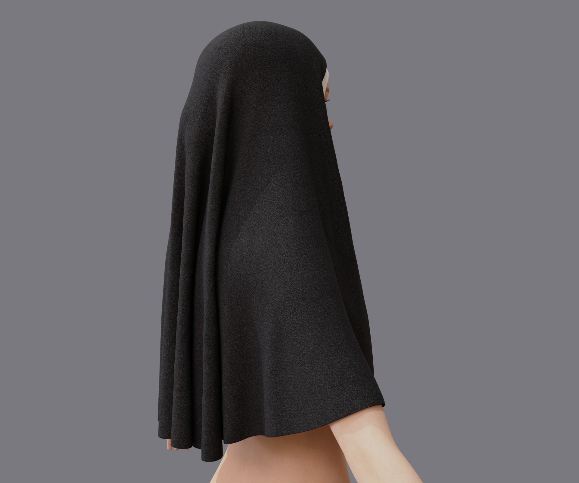 Nuns veil wimple 3D model_17