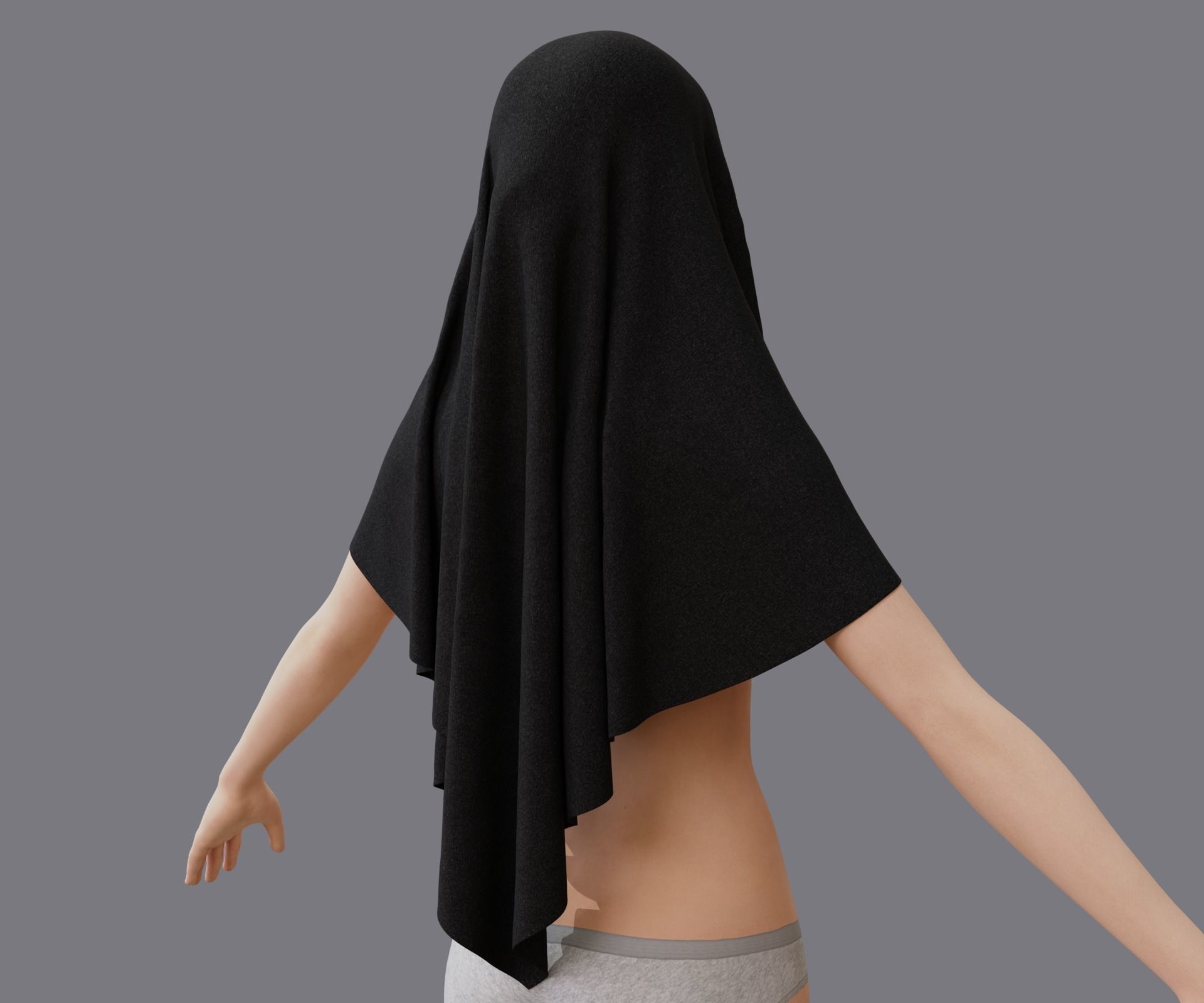 Nuns veil wimple 3D model_5