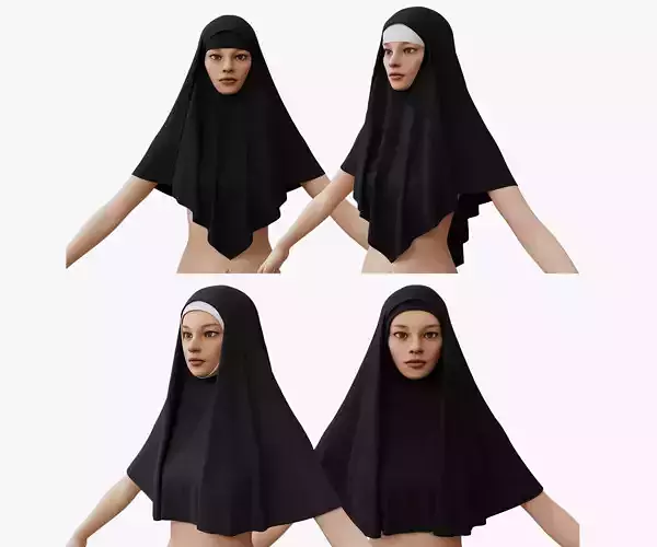 Nuns veil wimple 3D model