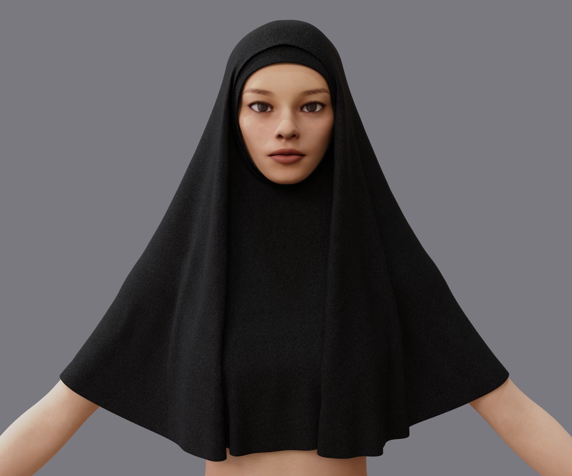 Nuns veil wimple 3D model_13