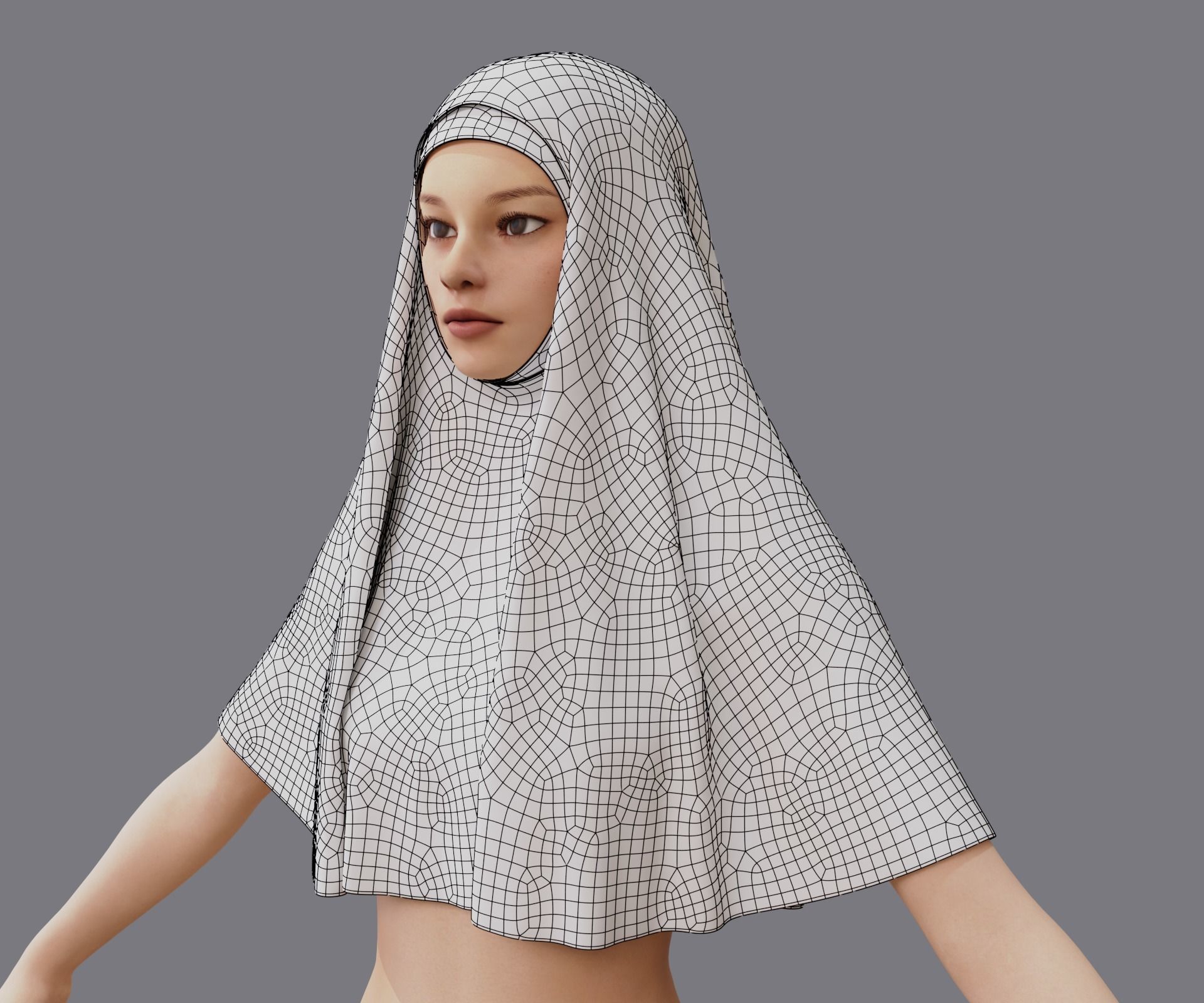 Nuns veil wimple 3D model_19