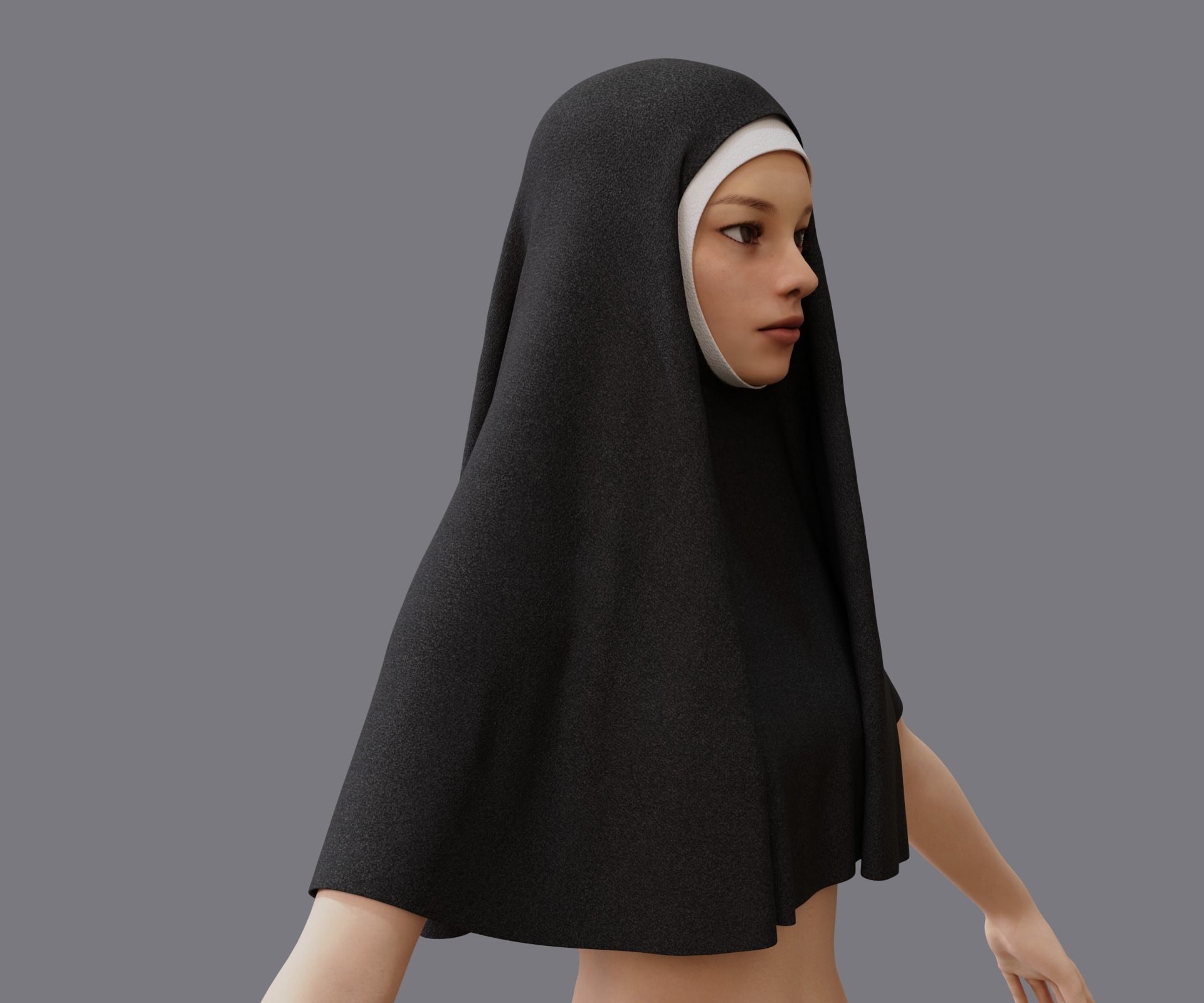 Nuns veil wimple 3D model_18