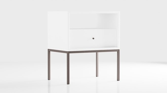 White Bedside Table Low-poly 3D model