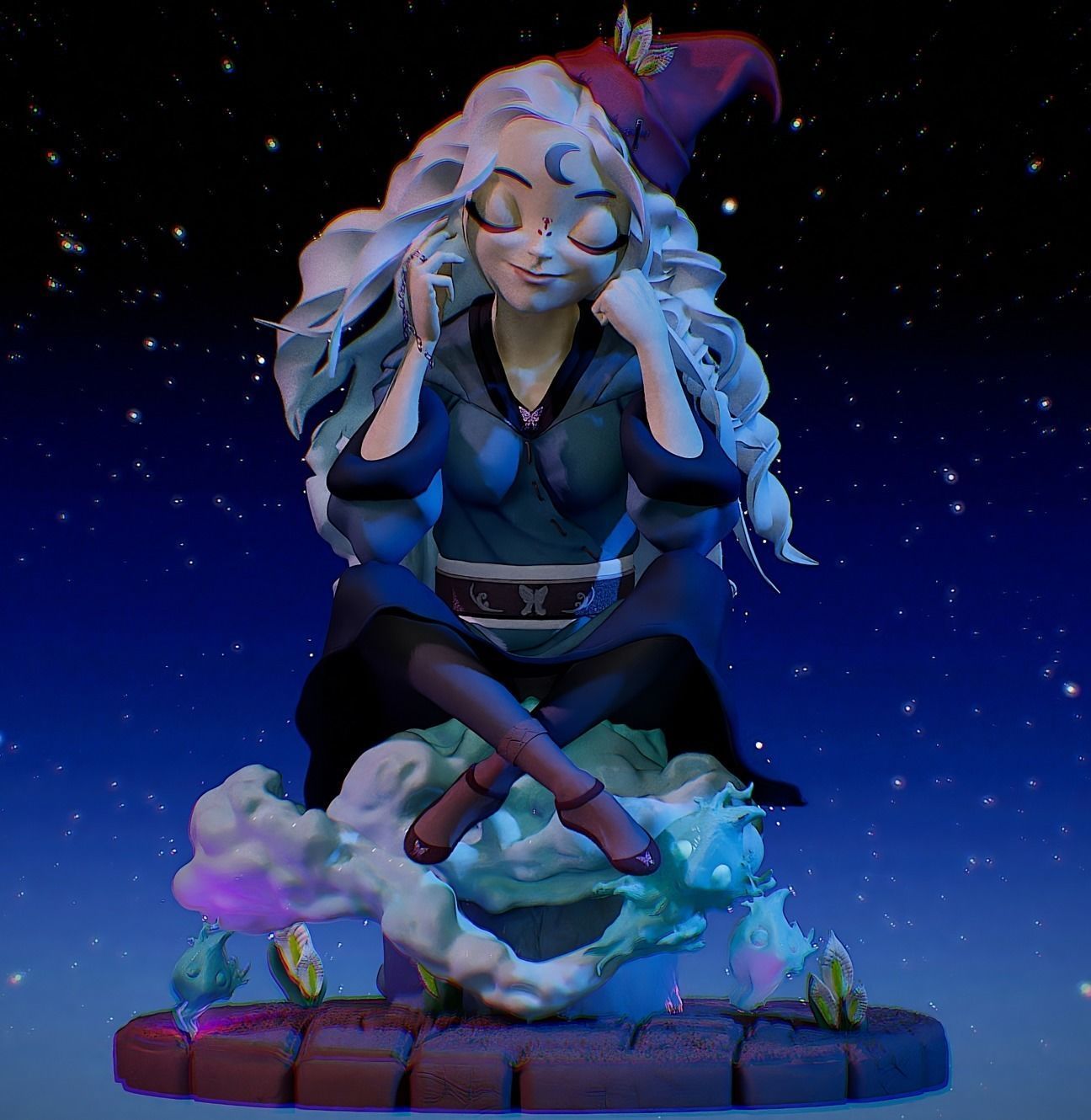 Figurine sorciere 3D print model_3