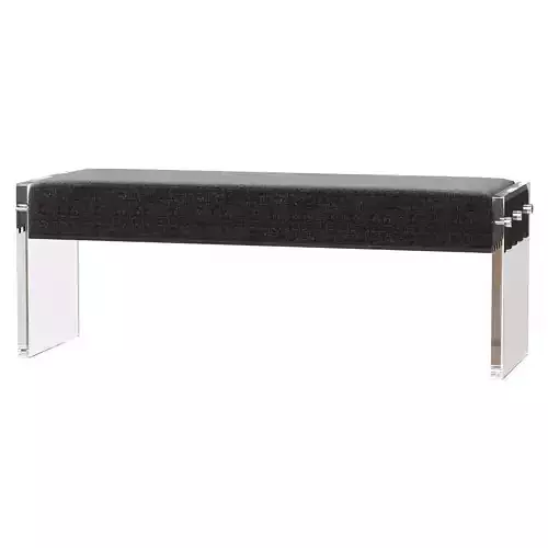 ACRYLIC DARK GREY VELVET BENCH 3D model