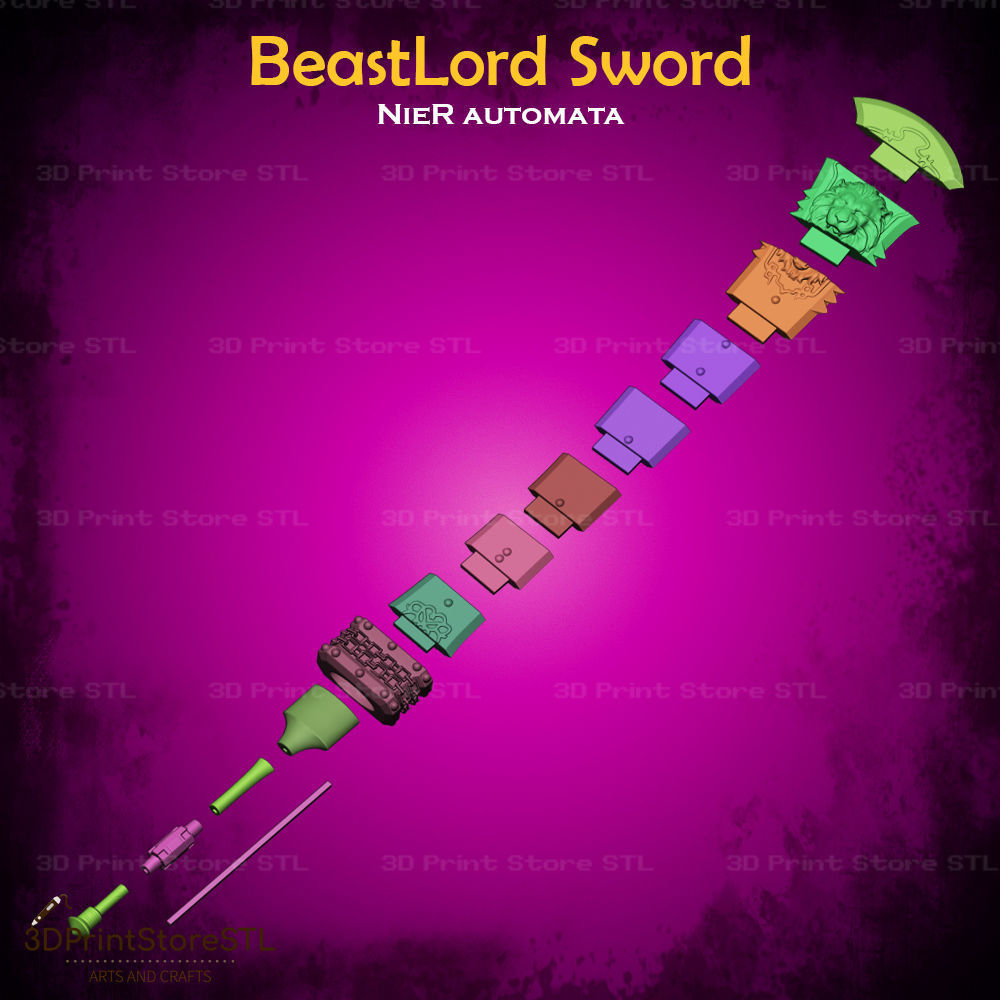 Beastlord Sword Cosplay Nier Automata - STL File 3D print model_5