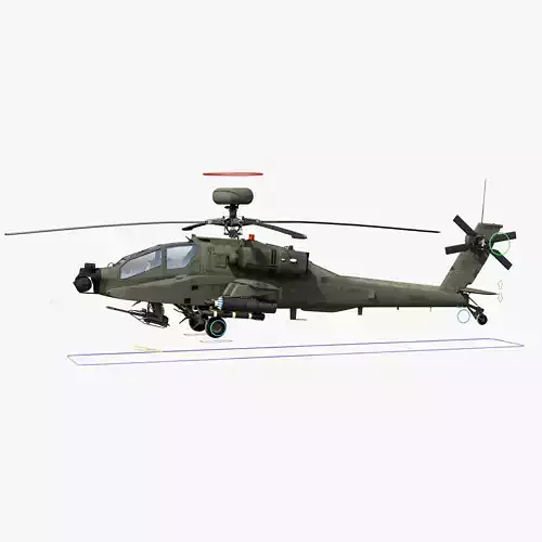 AH64E Apache Longbow Helicopter Green Rigged Low-poly 3D model