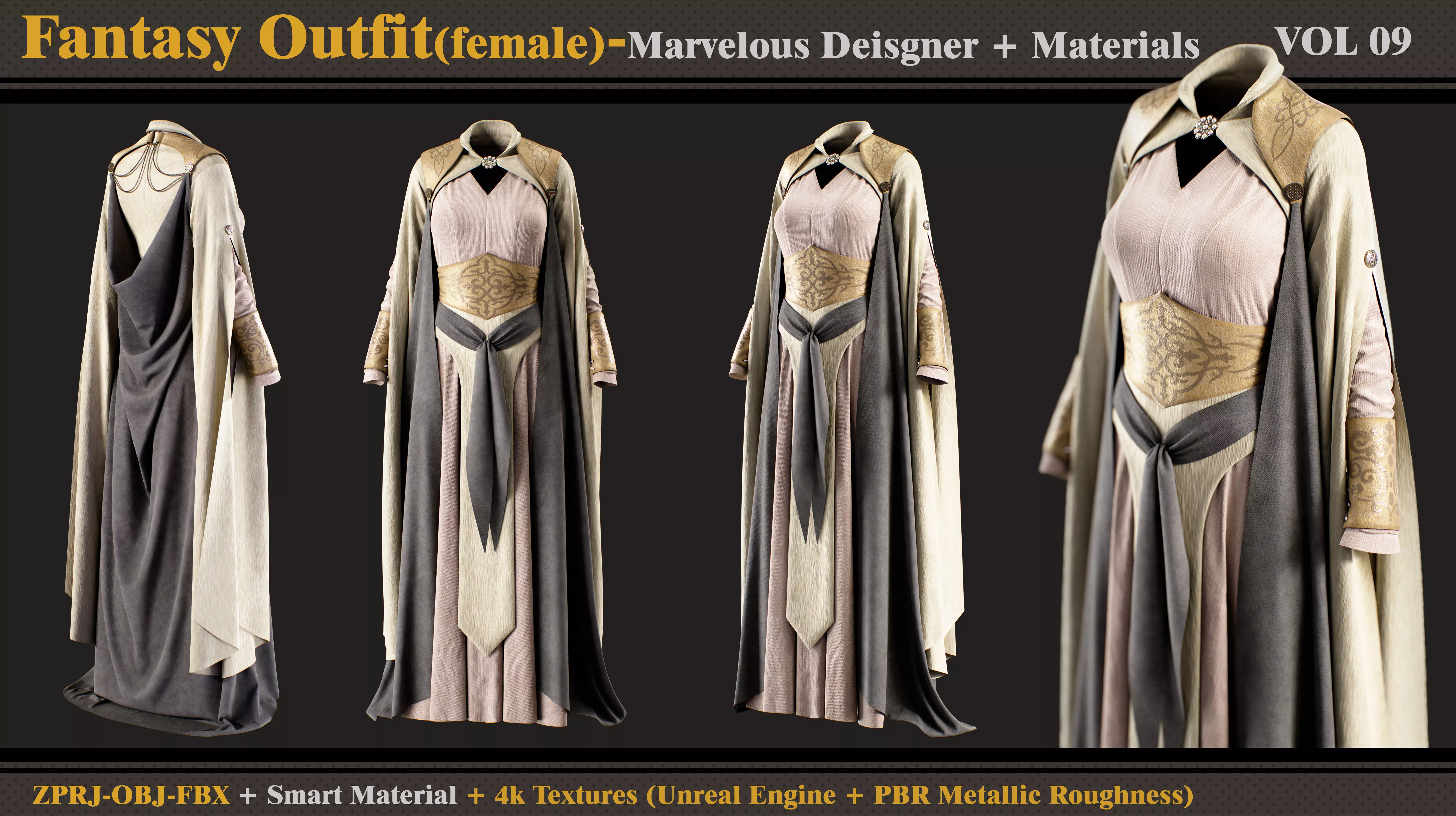 Fantasy Outfit- MD-Clo3d- Smart Material- Textures- OBJ- FBX 3D model_0