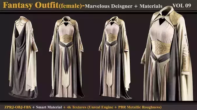 Fantasy Outfit- MD-Clo3d- Smart Material- Textures- OBJ- FBX