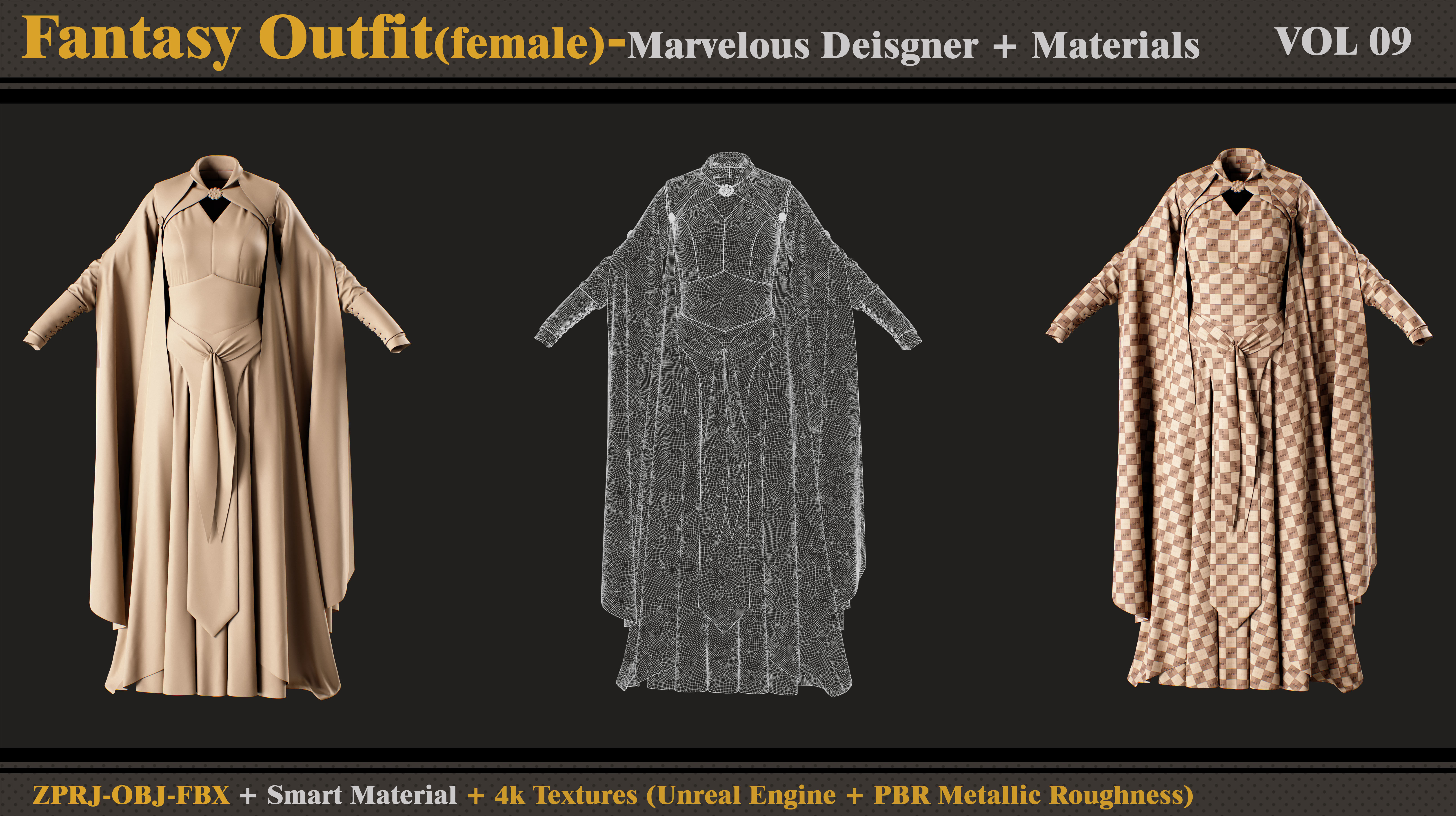 Fantasy Outfit- MD-Clo3d- Smart Material- Textures- OBJ- FBX 3D model_3