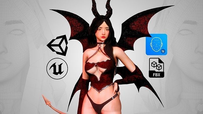 Demon Girl - Game Ready Low-poly 3D model