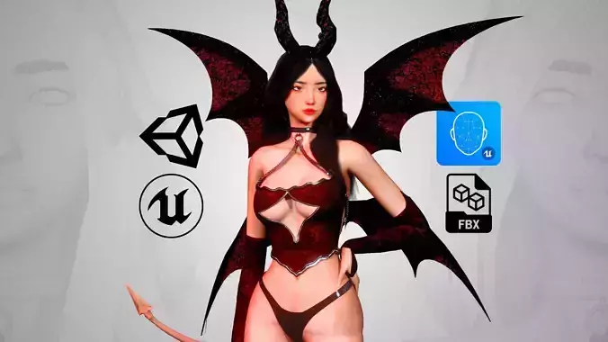 Demon Girl - Game Ready