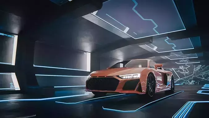 Car Exposition Underground Tunnel Showroom for render racing car Low-poly 3D model Car Exposition Underground Tunnel Showroom for render racing car Low-poly 3D model