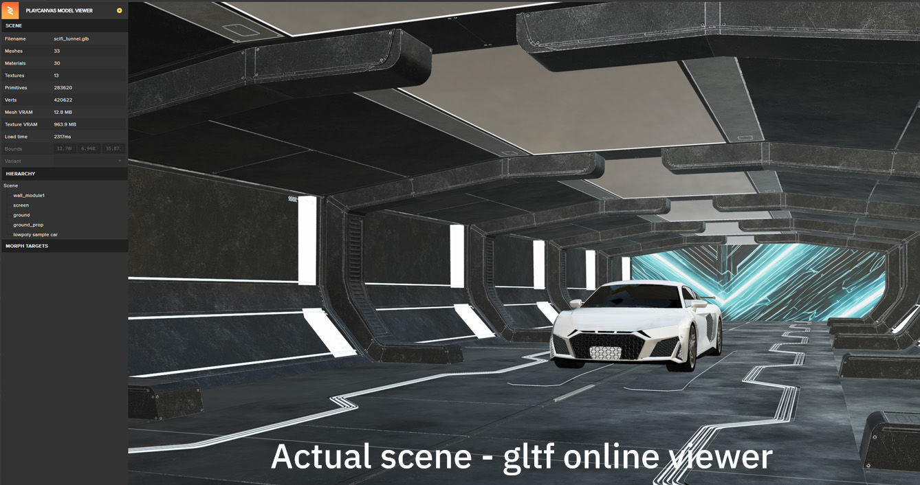 Car Exposition Underground Tunnel Showroom for render racing car Low-poly 3D model_4