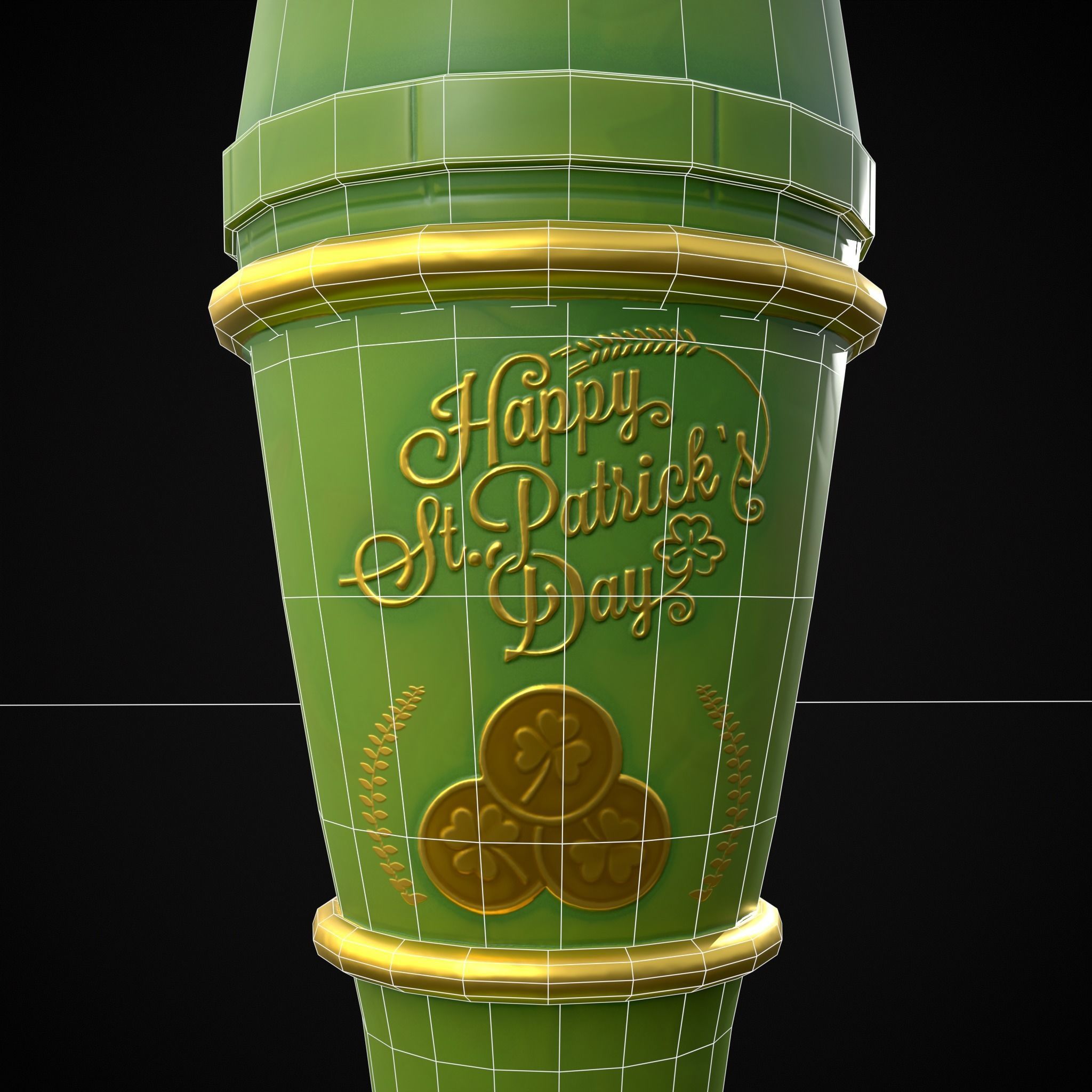 St Patricks Day Beer Mug Low-poly 3D model_8