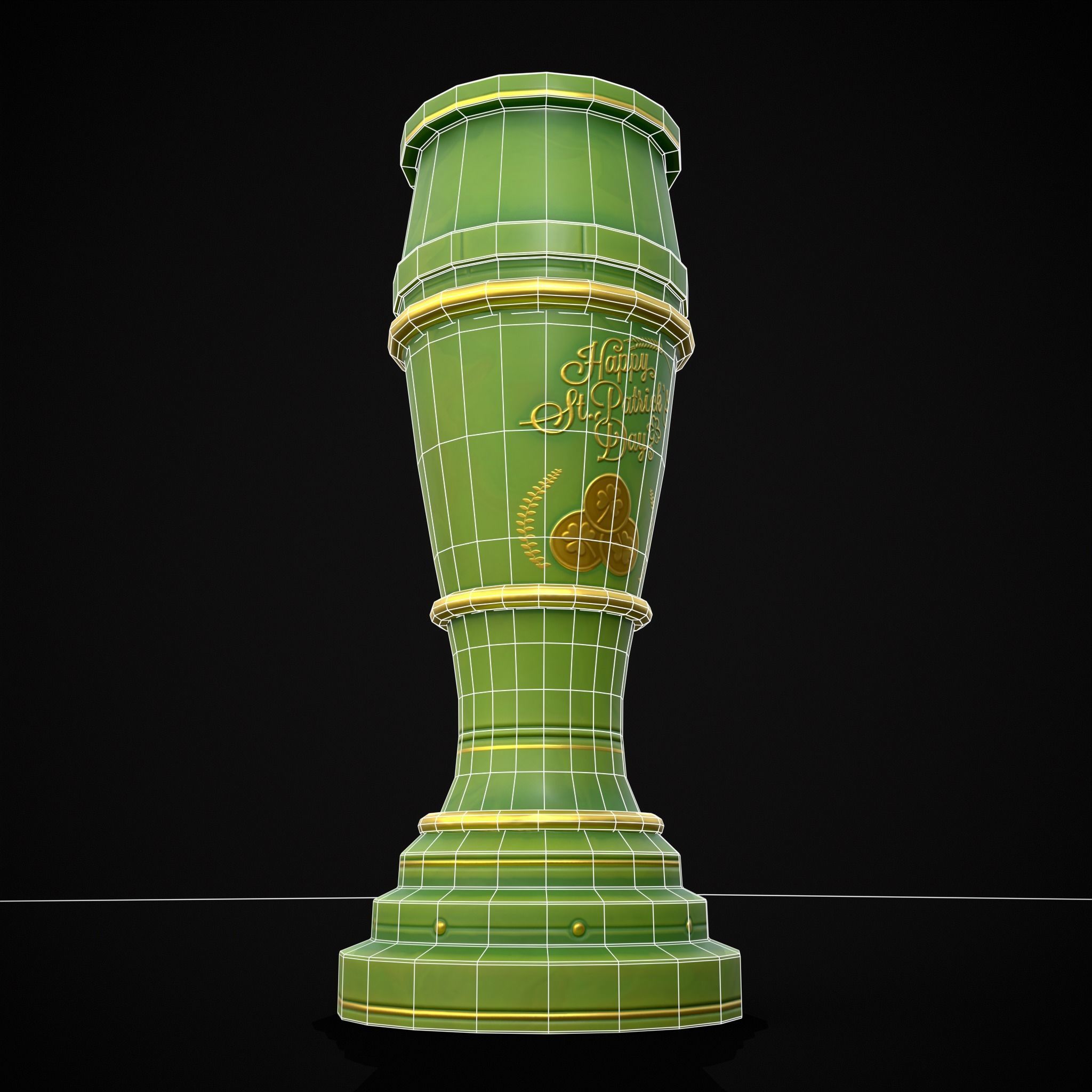 St Patricks Day Beer Mug Low-poly 3D model_6