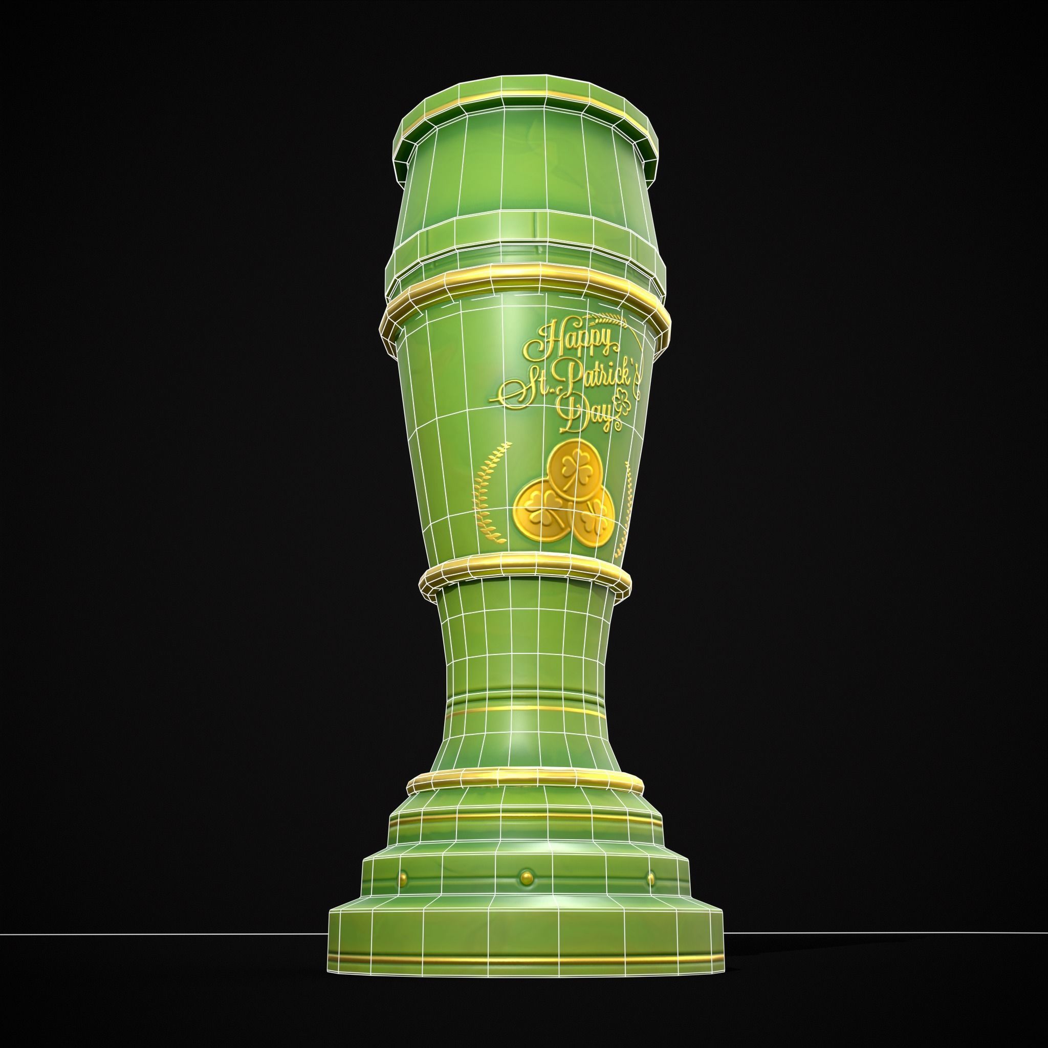 St Patricks Day Beer Mug Low-poly 3D model_14