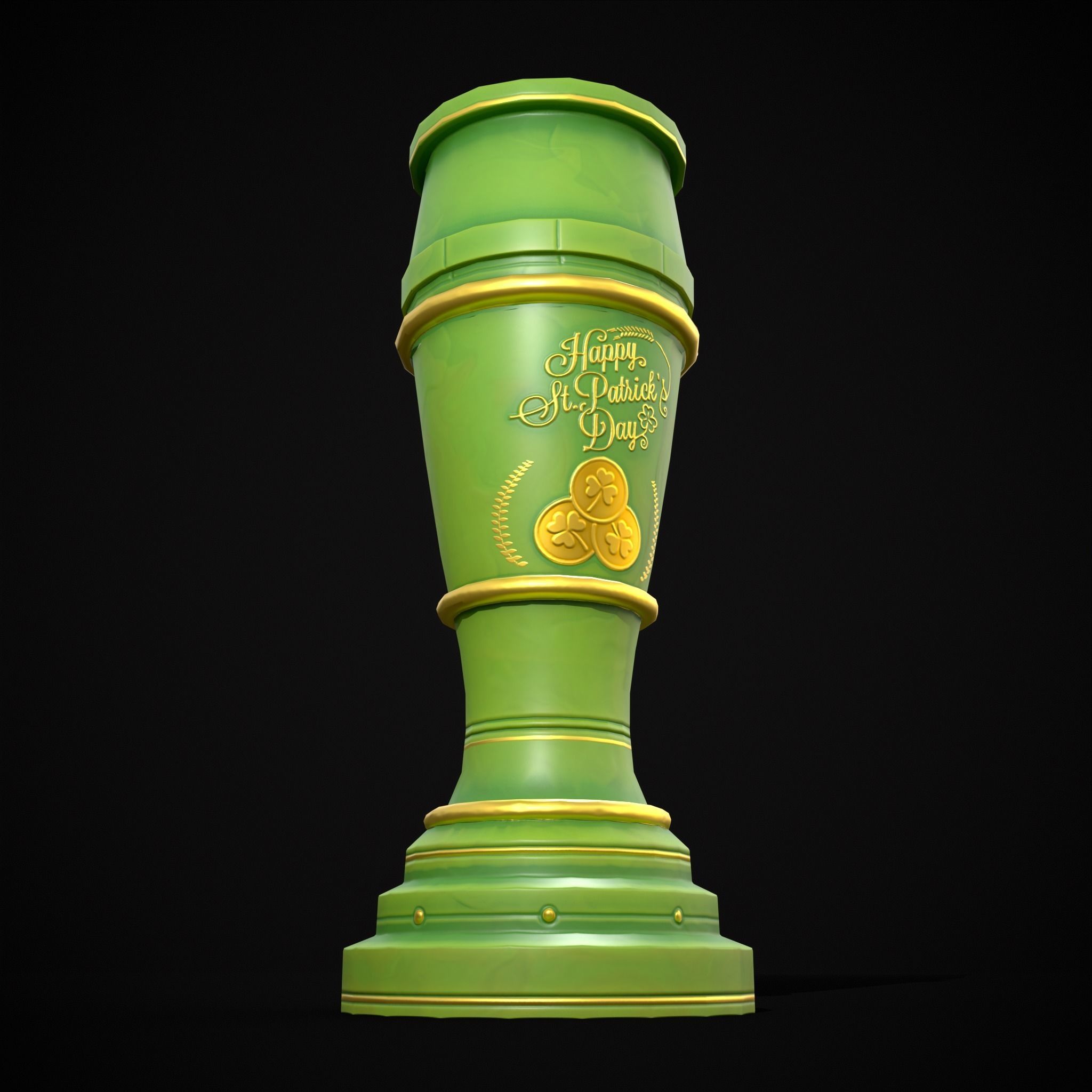 St Patricks Day Beer Mug Low-poly 3D model_13