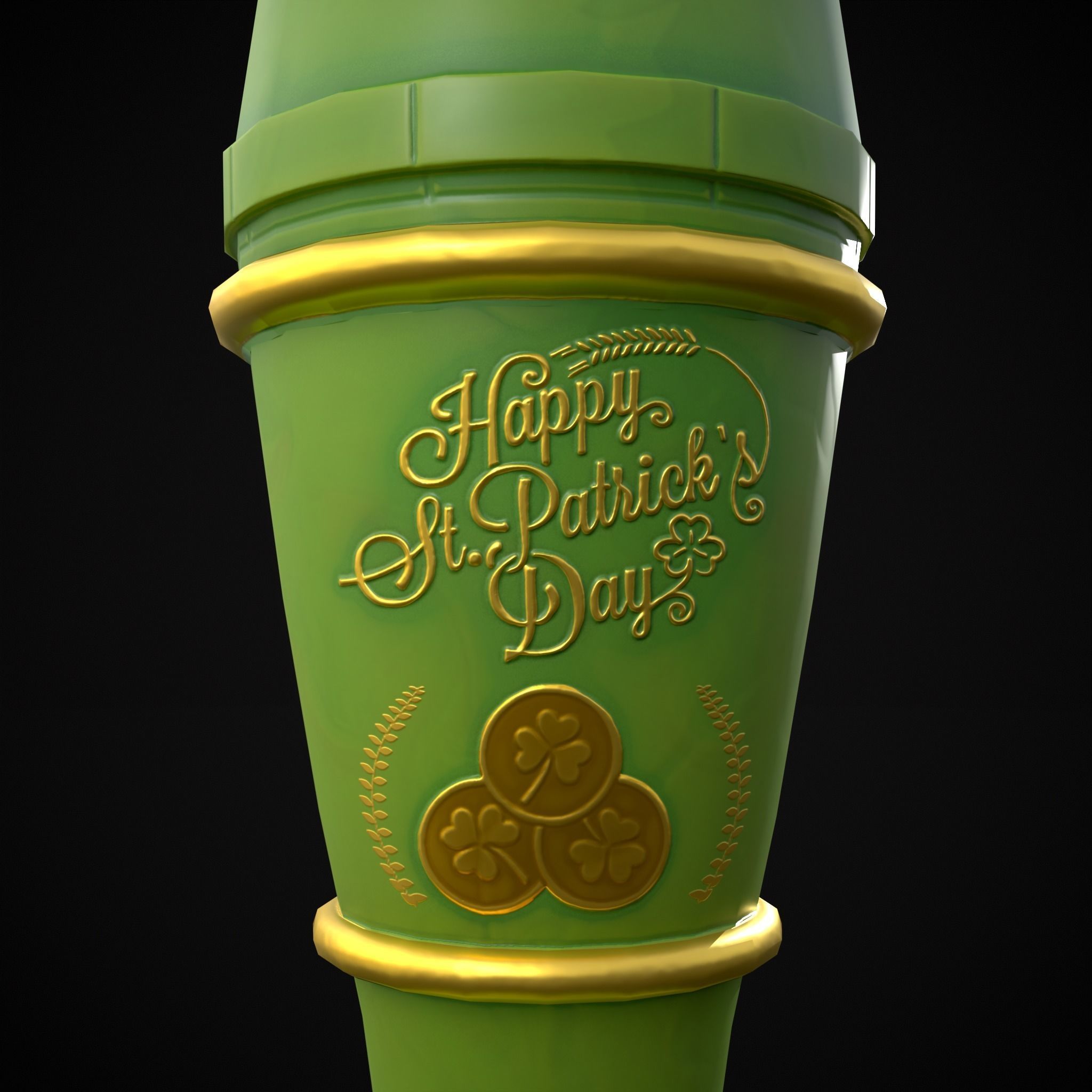 St Patricks Day Beer Mug Low-poly 3D model_7