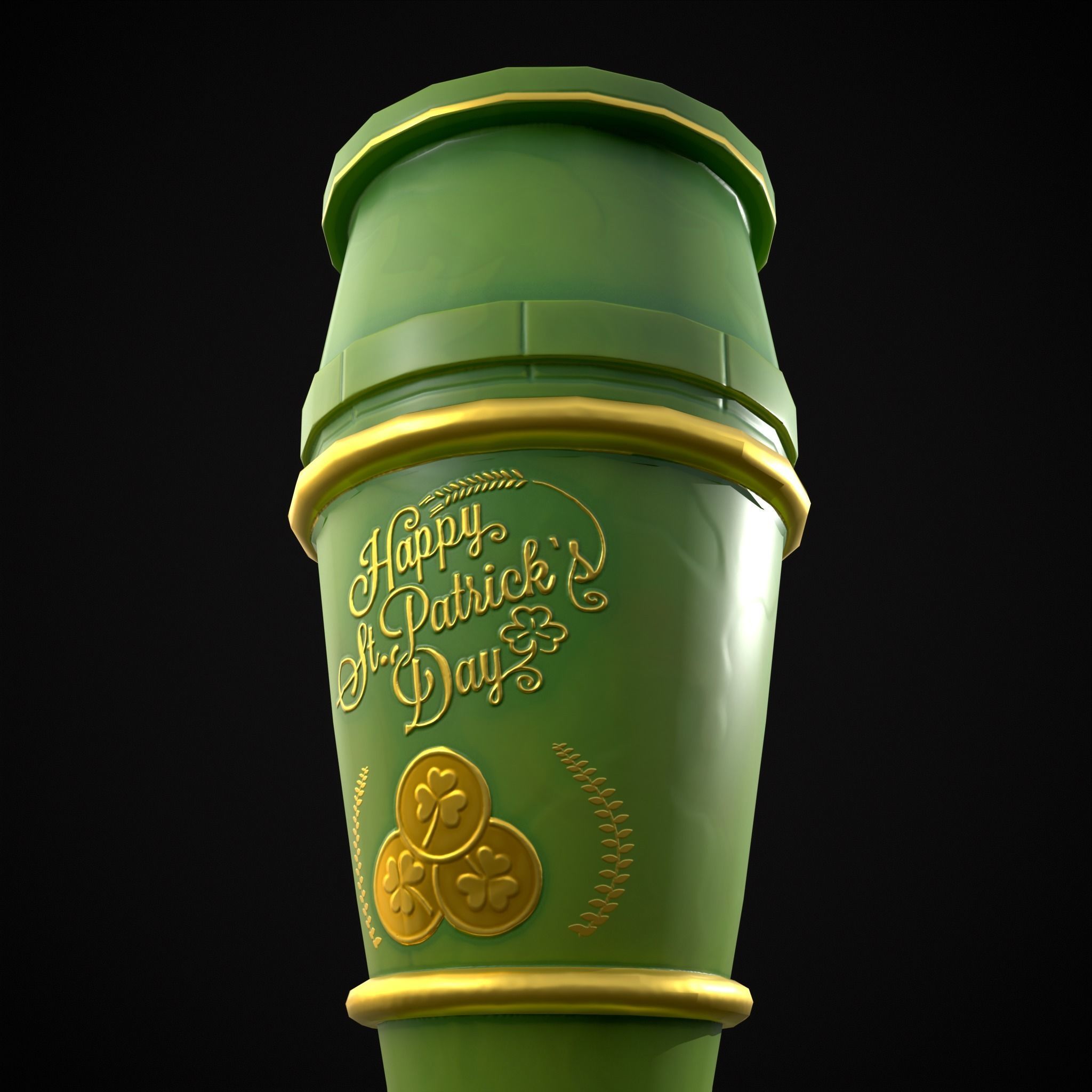 St Patricks Day Beer Mug Low-poly 3D model_17