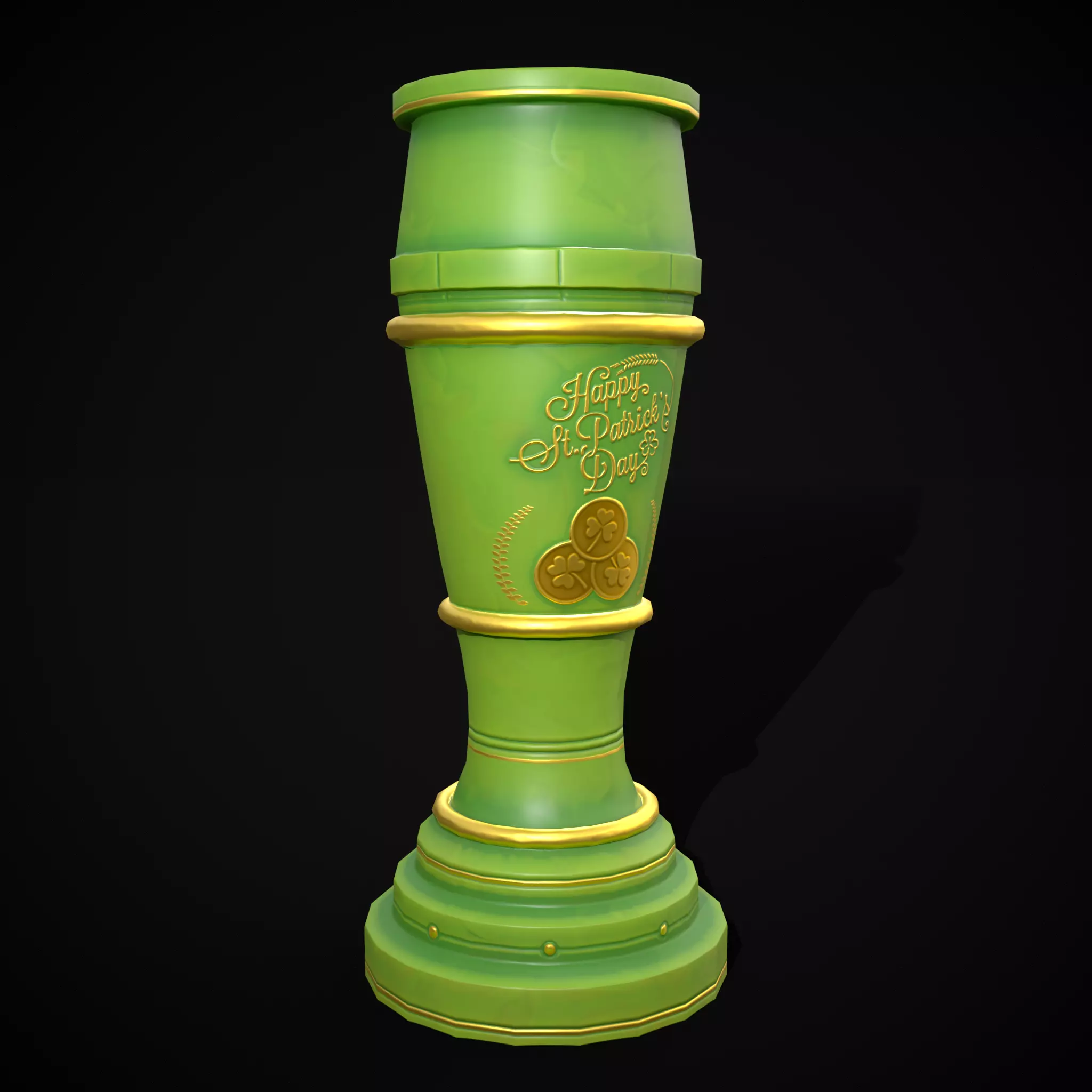 St Patricks Day Beer Mug Low-poly 3D model_0