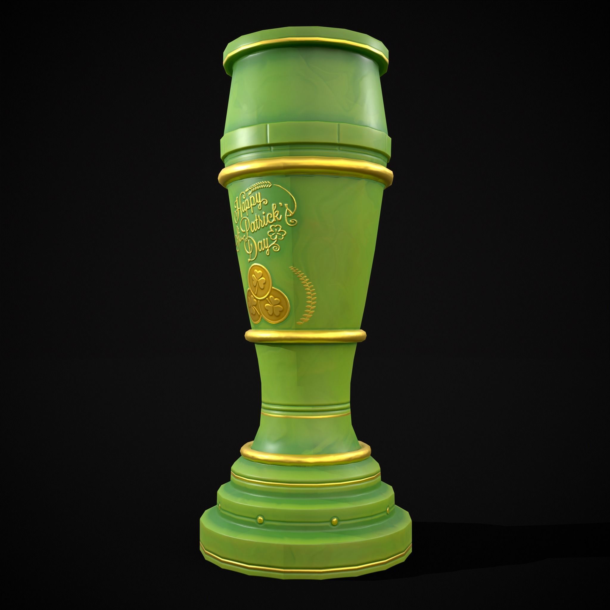 St Patricks Day Beer Mug Low-poly 3D model_11