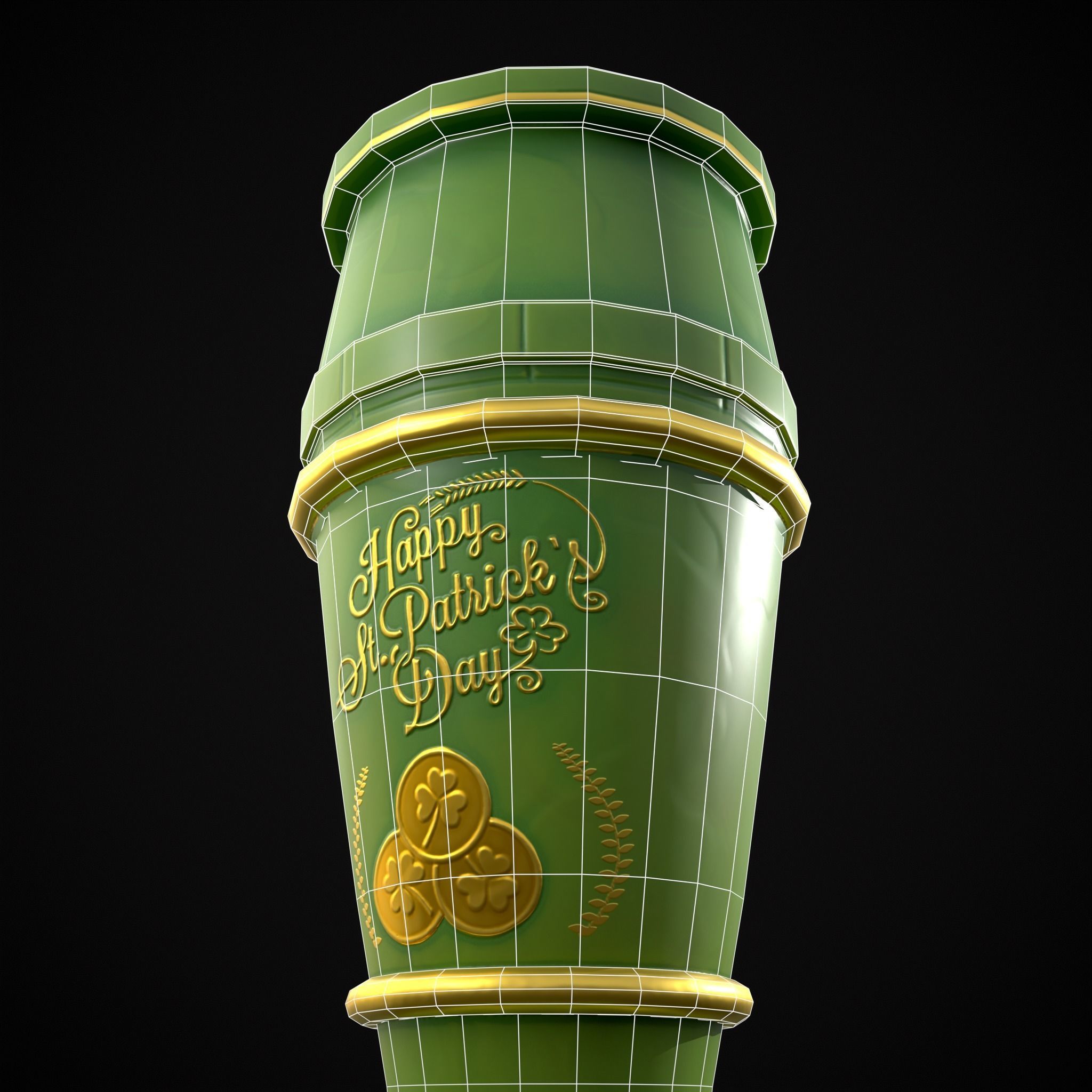 St Patricks Day Beer Mug Low-poly 3D model_18