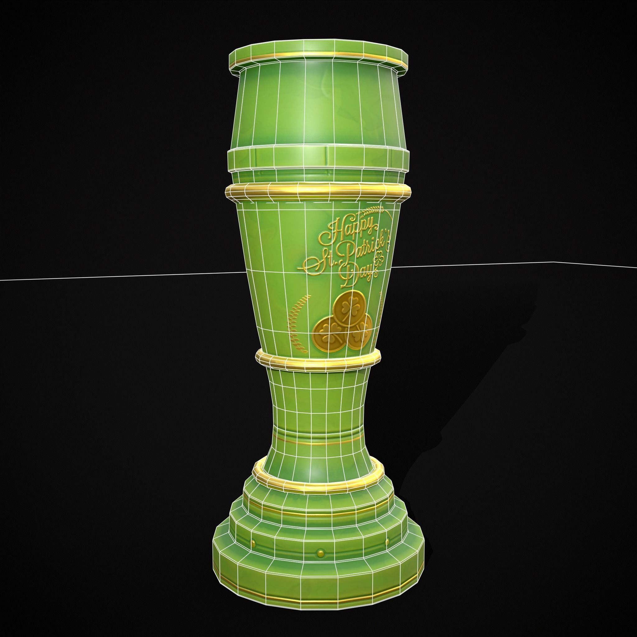 St Patricks Day Beer Mug Low-poly 3D model_2