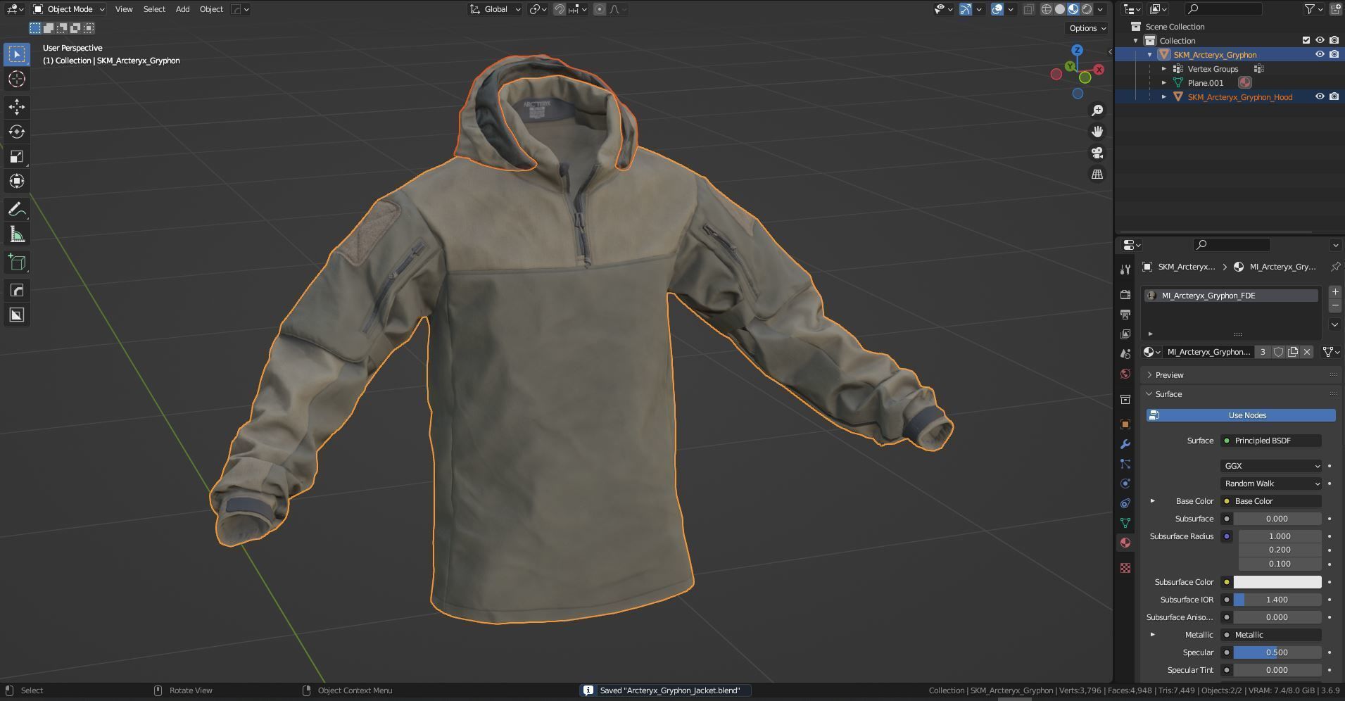 3D model ARCTERYX LEAF GRYPHON JACKET VR / AR / low-poly | CGTrader