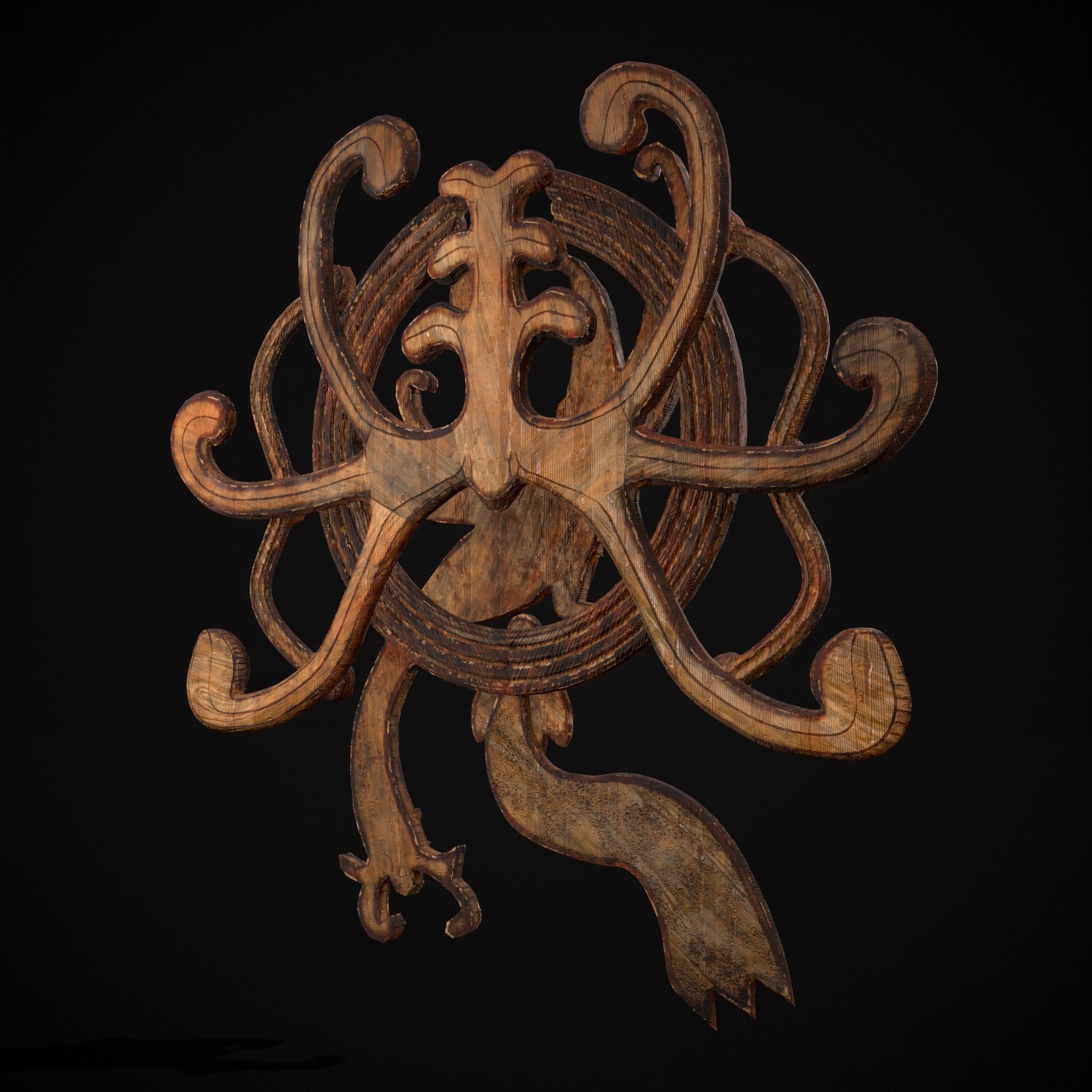 Wood Phoenix Relief Low-poly 3D model_9