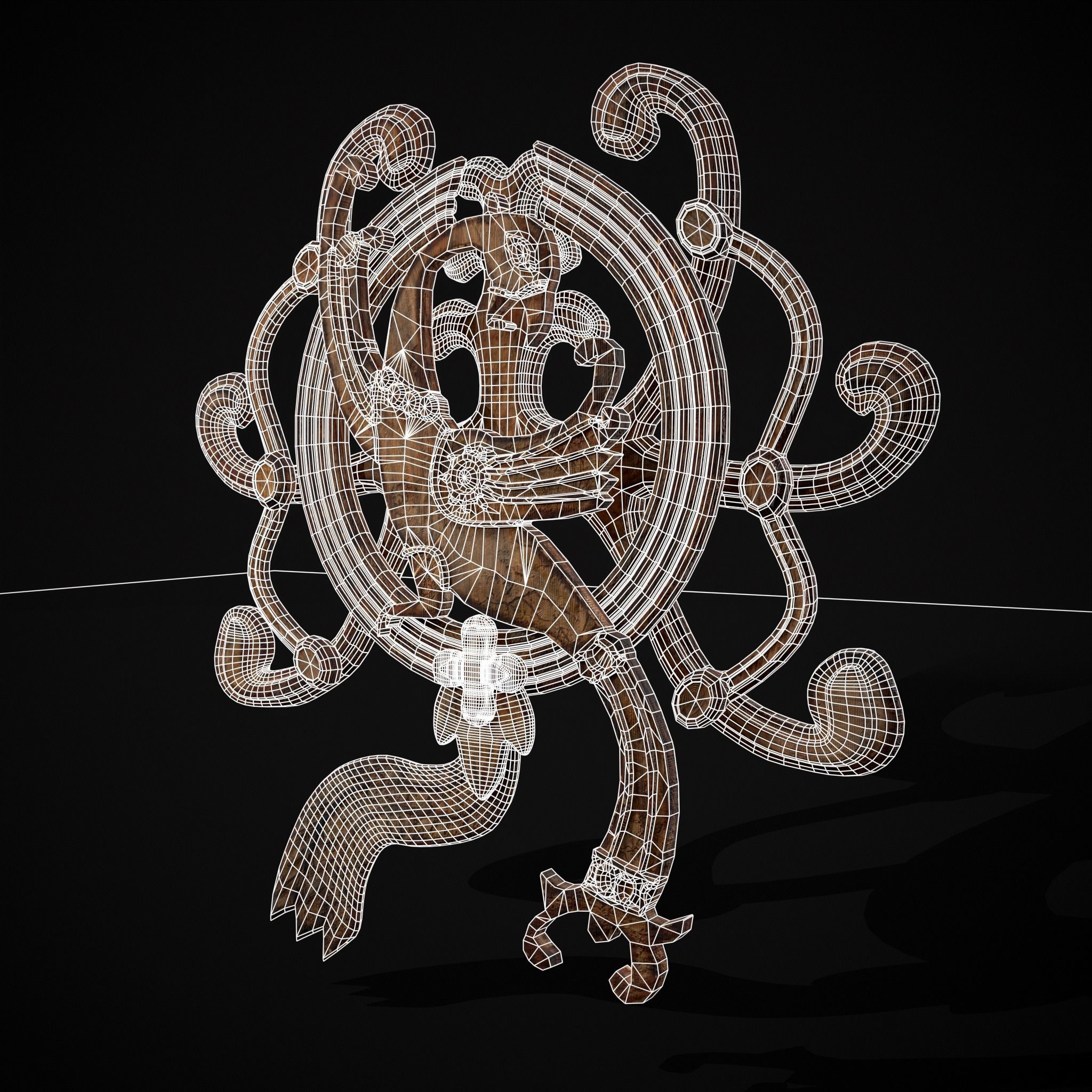 Wood Phoenix Relief Low-poly 3D model_18